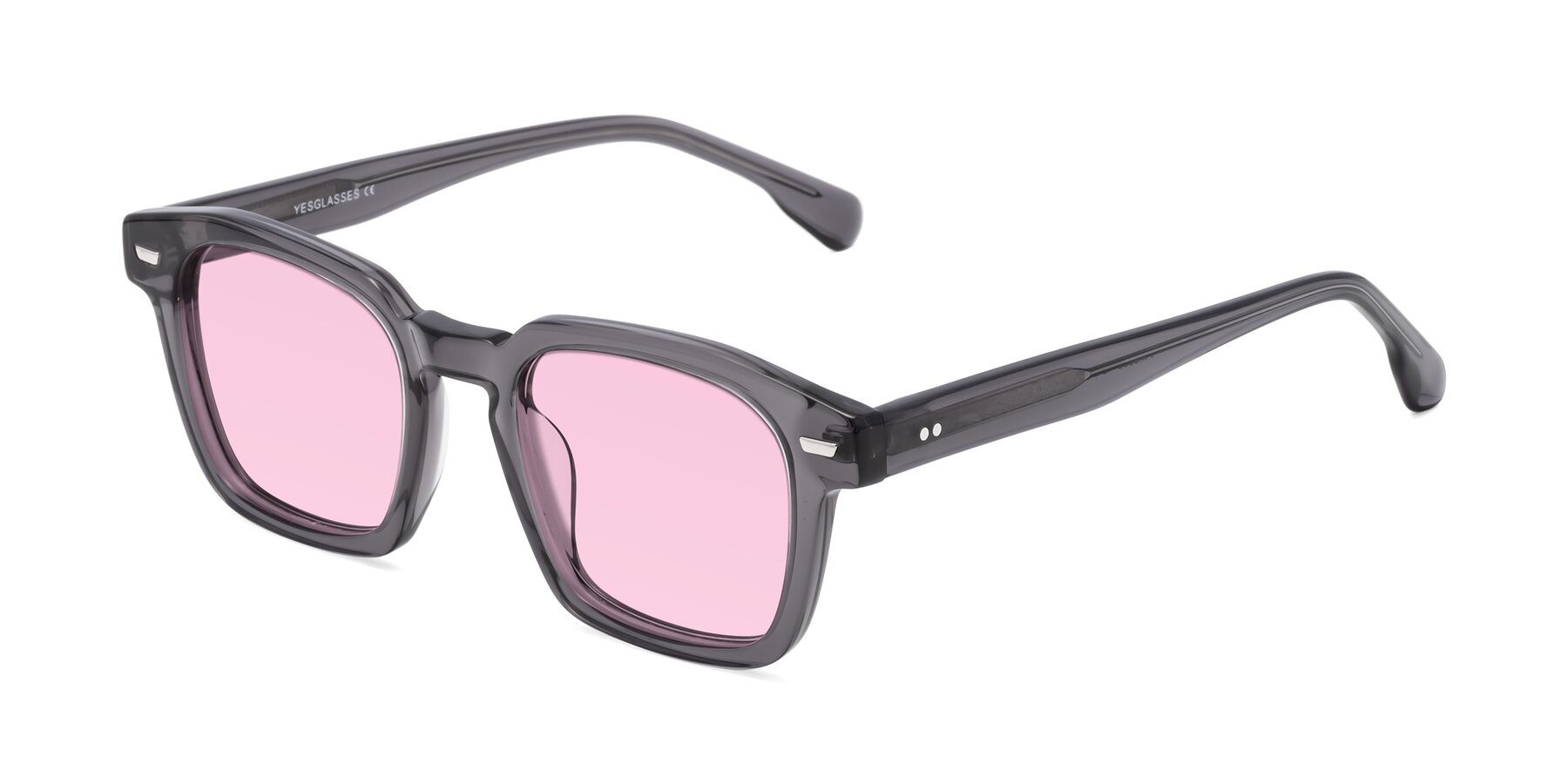 Angle of Finesse in Translucent Gray with Light Pink Tinted Lenses