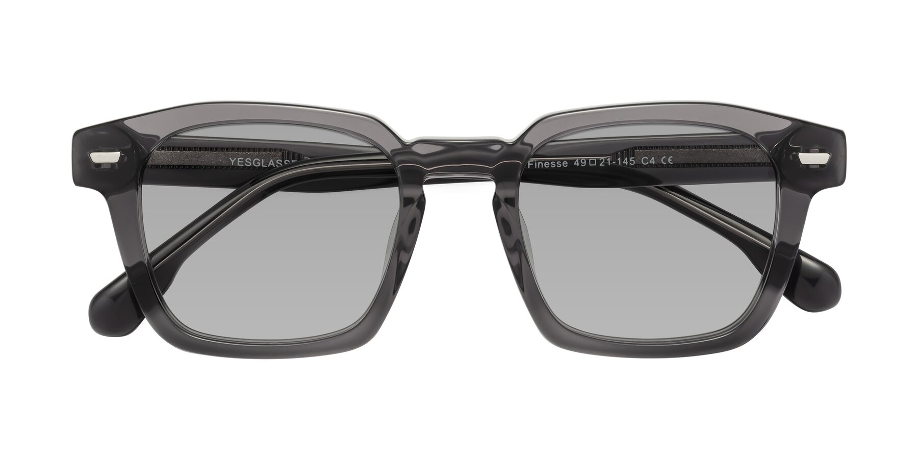 Folded Front of Finesse in Translucent Gray with Light Gray Tinted Lenses