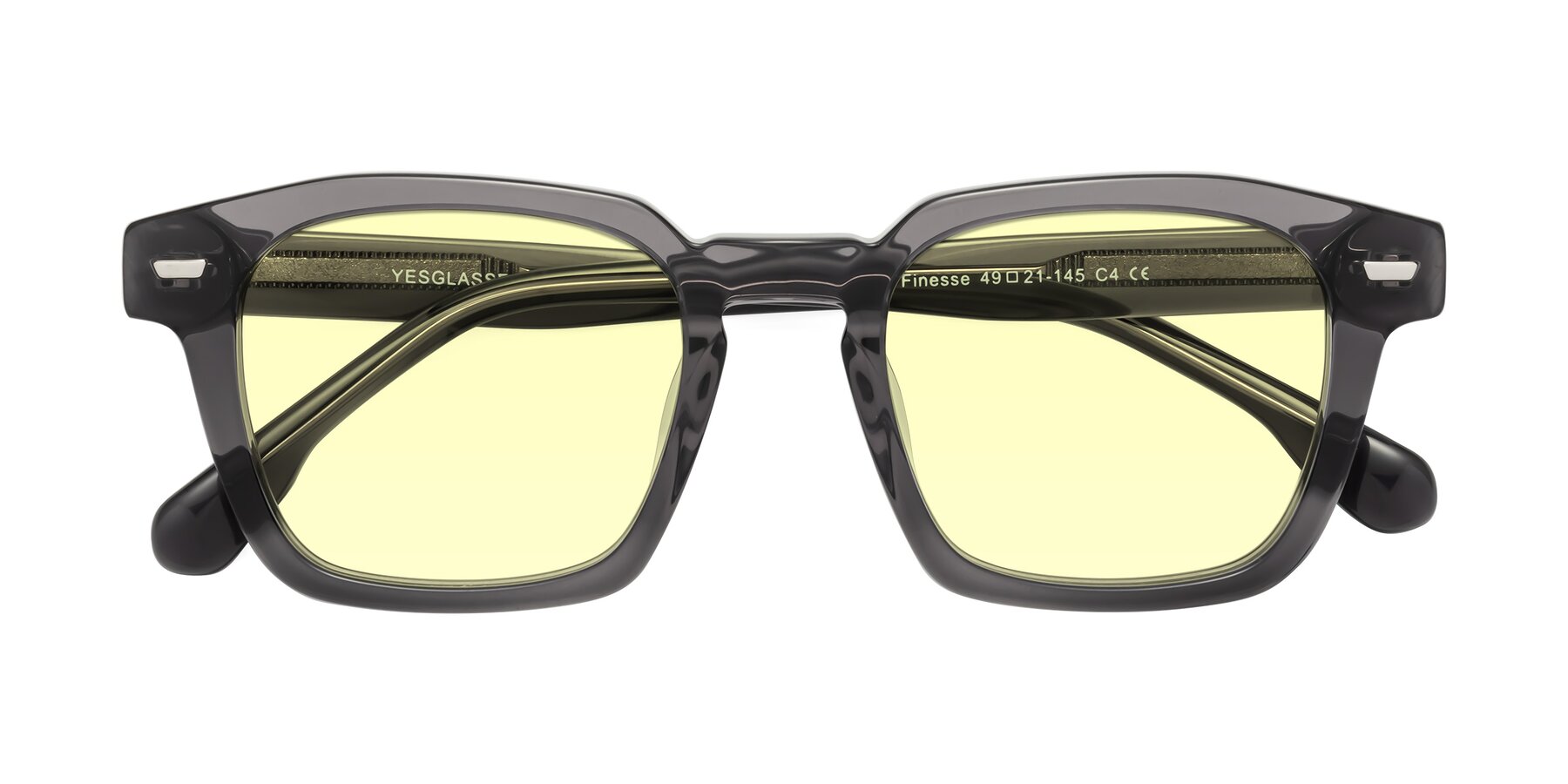 Folded Front of Finesse in Translucent Gray with Light Yellow Tinted Lenses