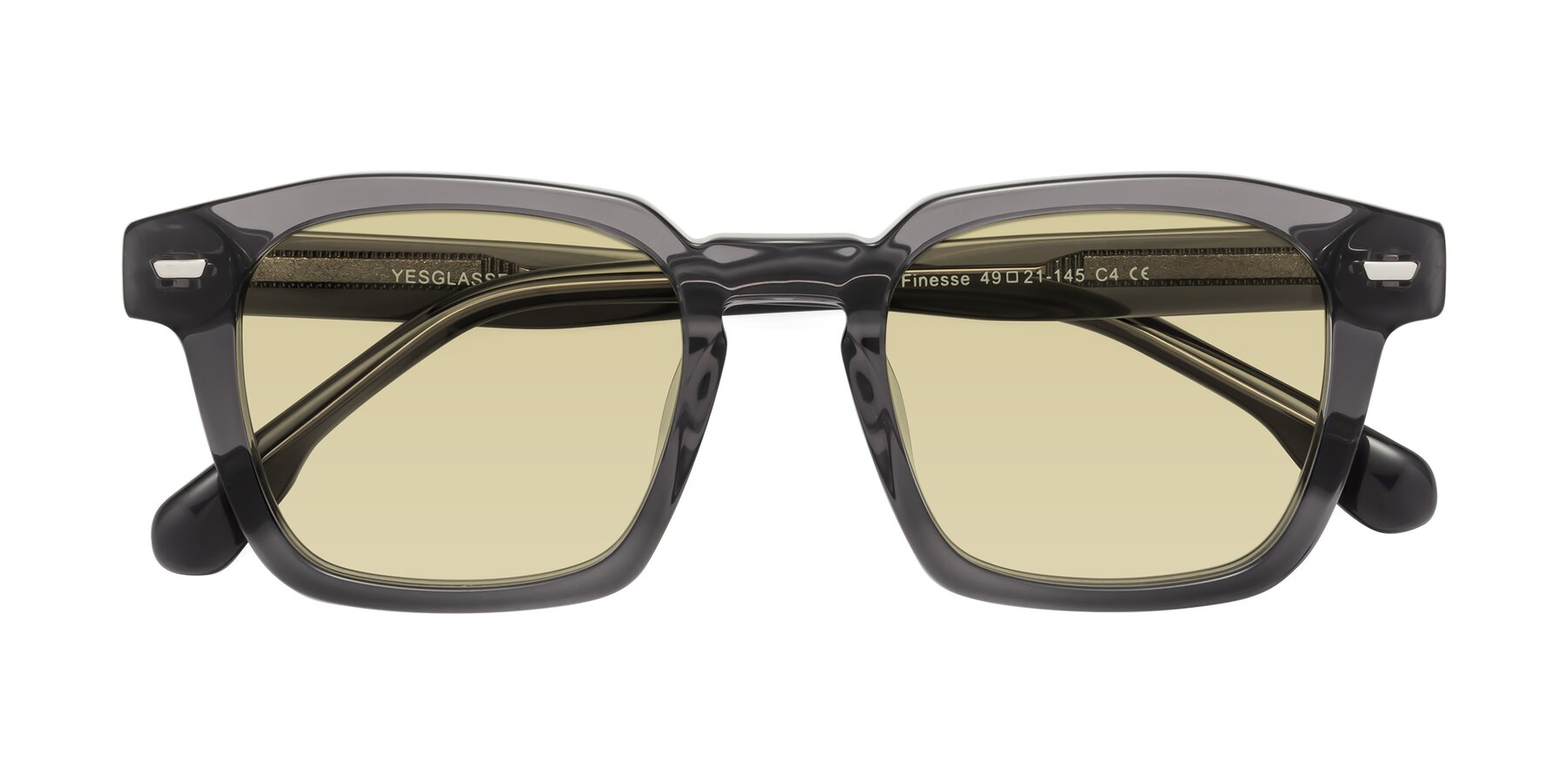 Folded Front of Finesse in Translucent Gray with Light Champagne Tinted Lenses