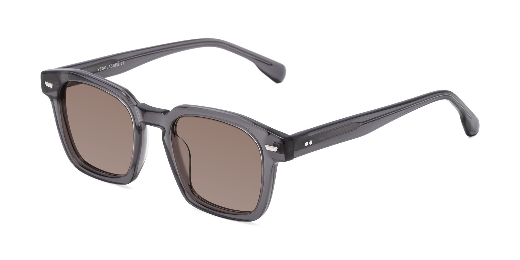 Angle of Finesse in Translucent Gray with Medium Brown Tinted Lenses