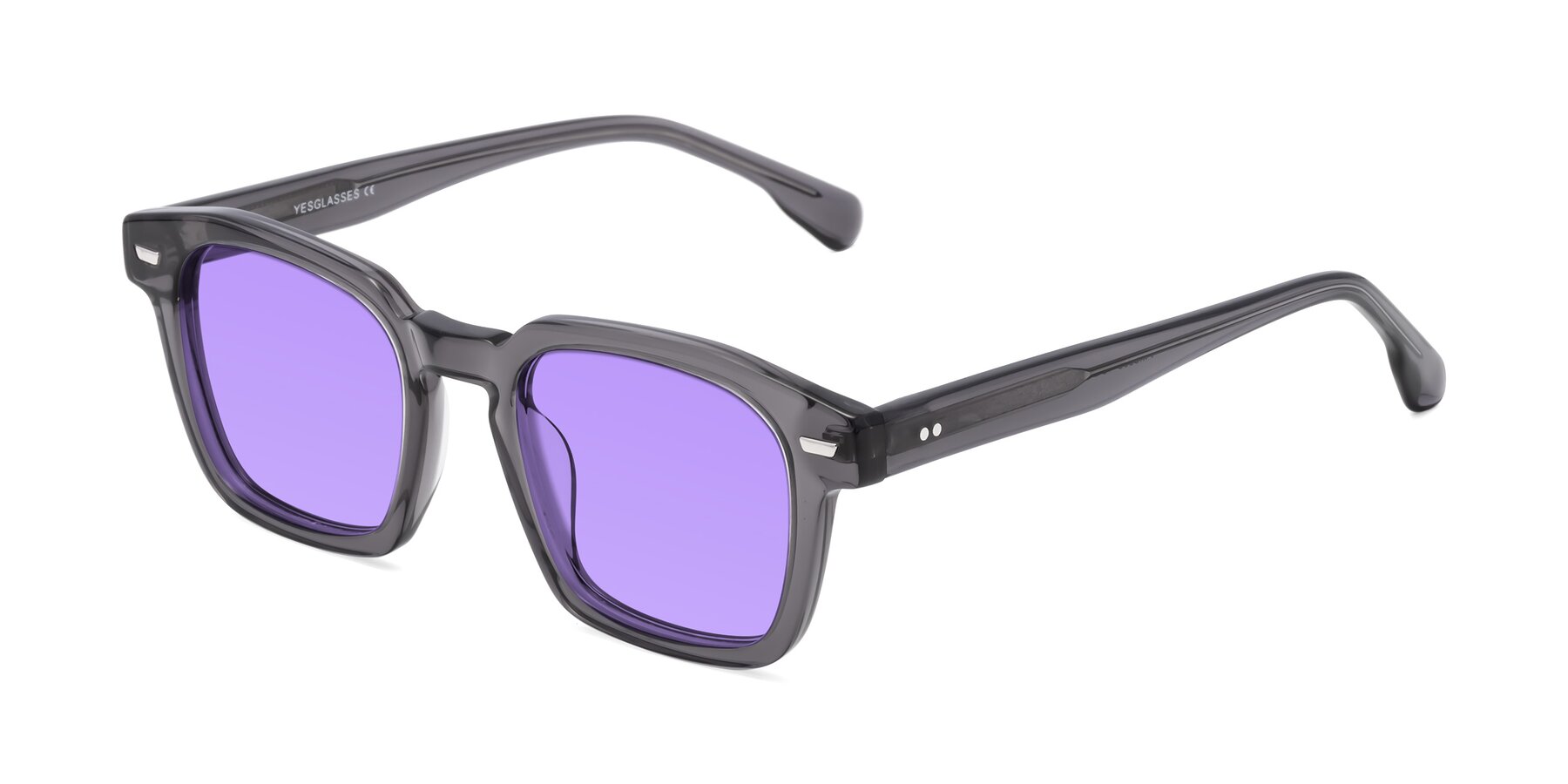 Angle of Finesse in Translucent Gray with Medium Purple Tinted Lenses