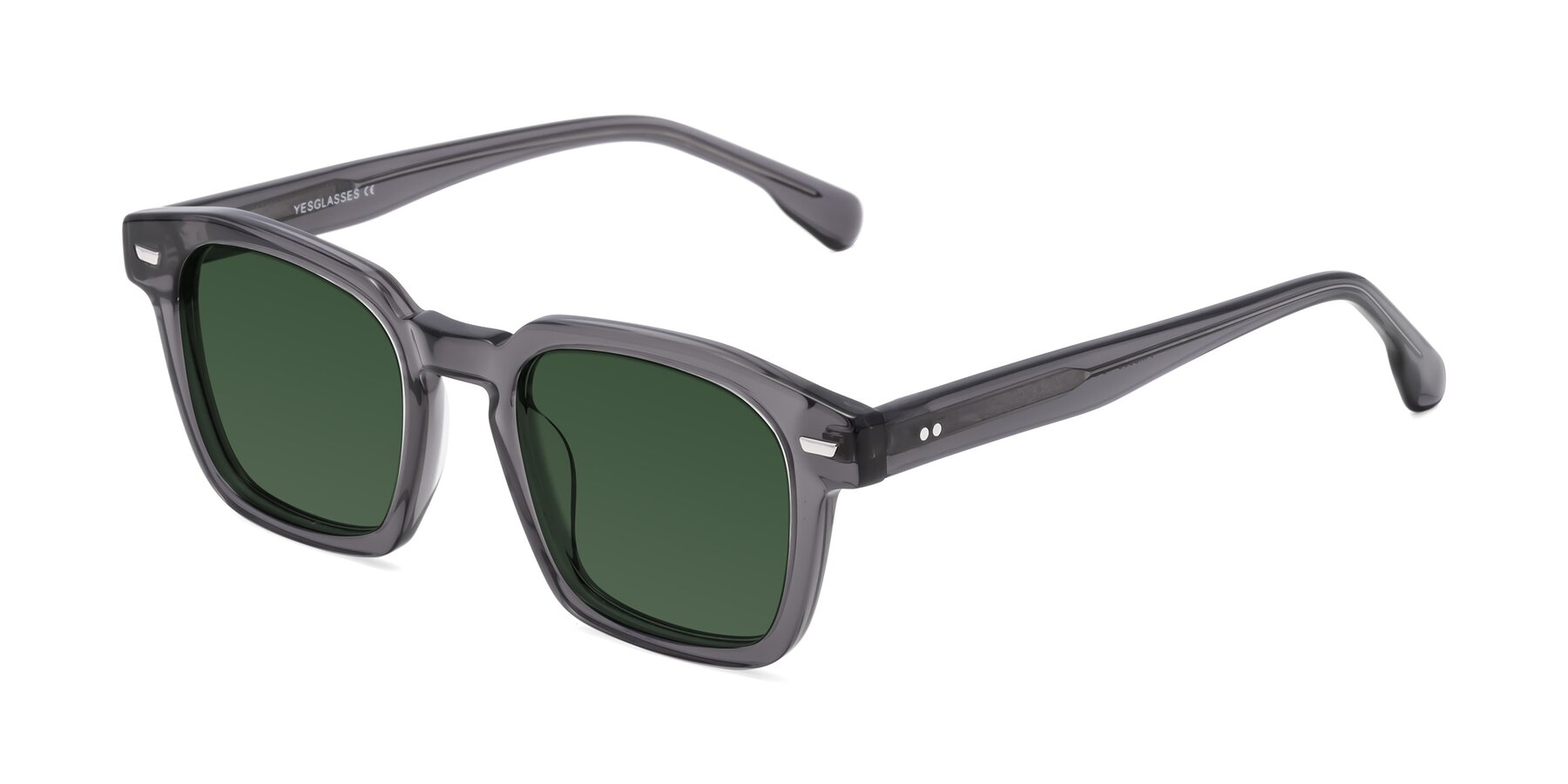 Angle of Finesse in Translucent Gray with Green Tinted Lenses