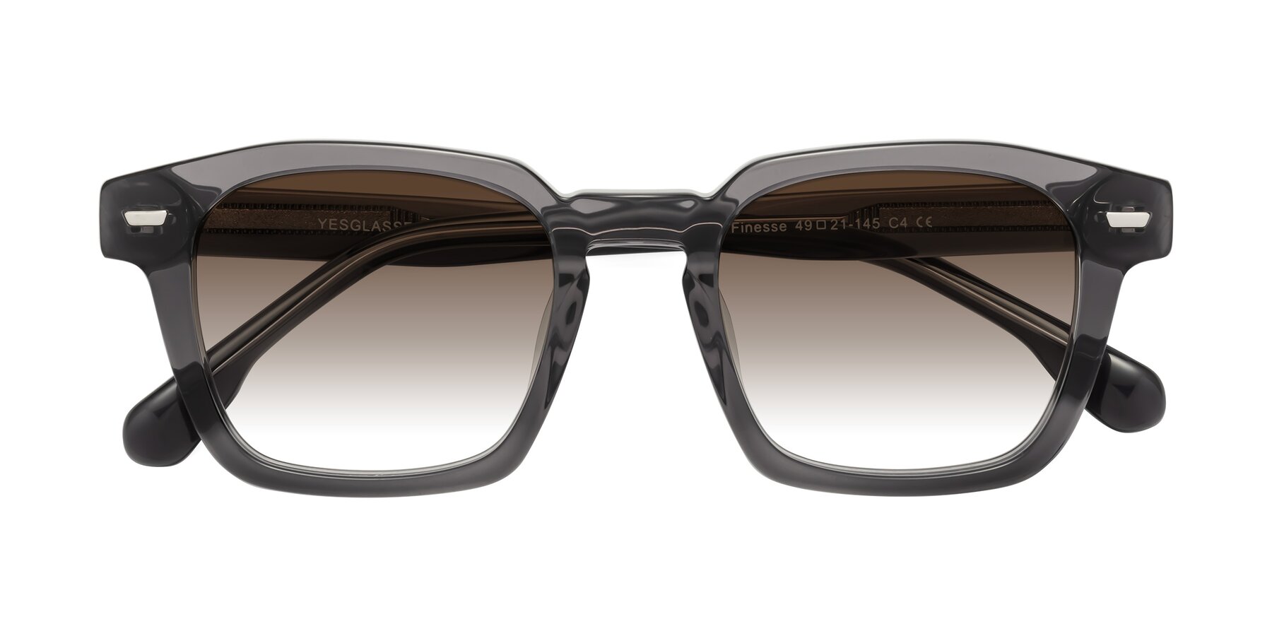 Folded Front of Finesse in Translucent Gray with Brown Gradient Lenses