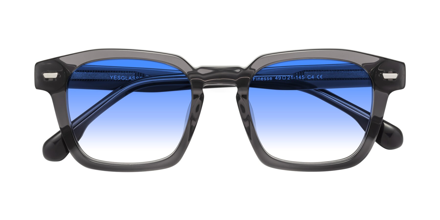 Folded Front of Finesse in Translucent Gray with Blue Gradient Lenses