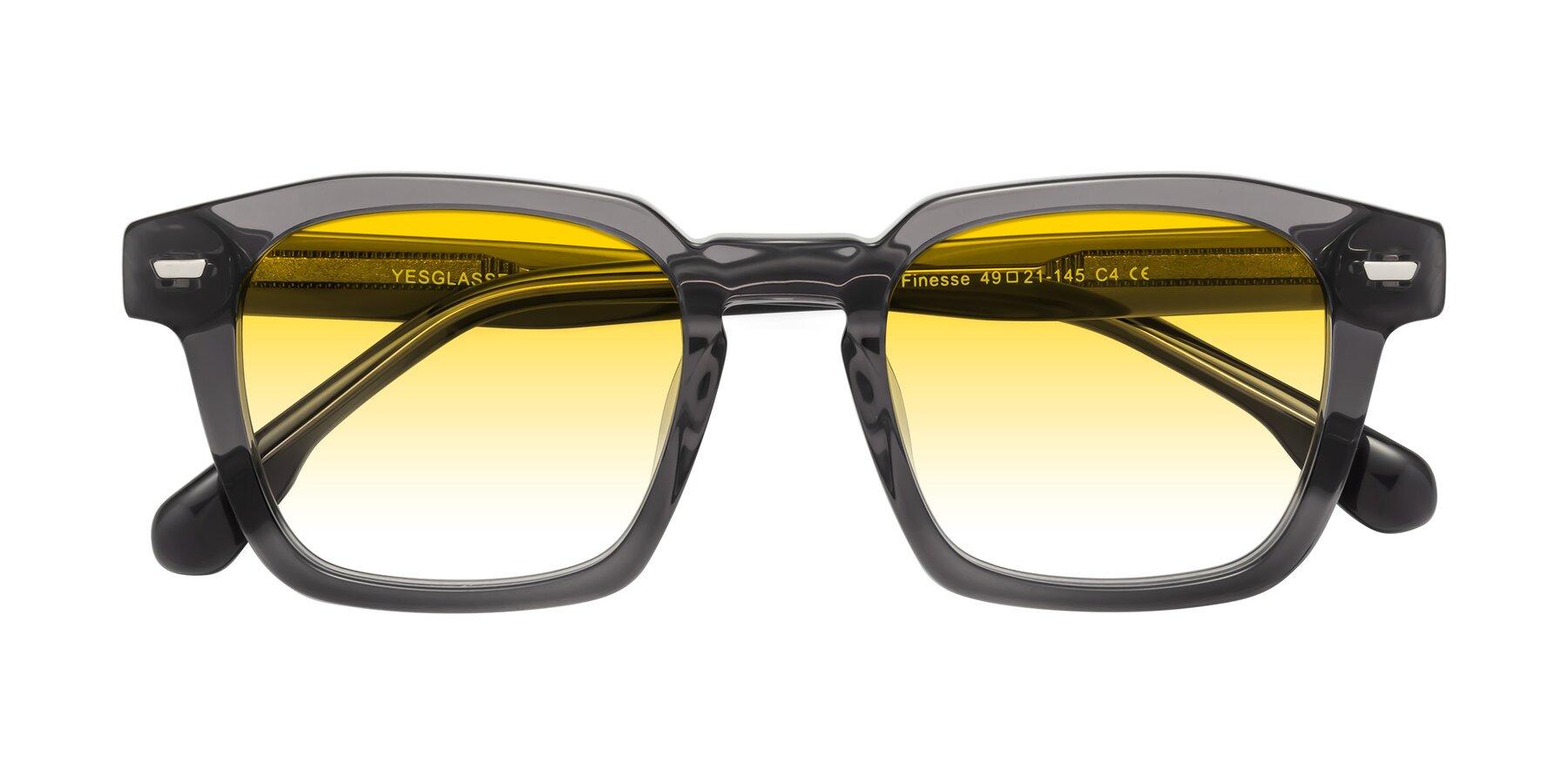 Folded Front of Finesse in Translucent Gray with Yellow Gradient Lenses