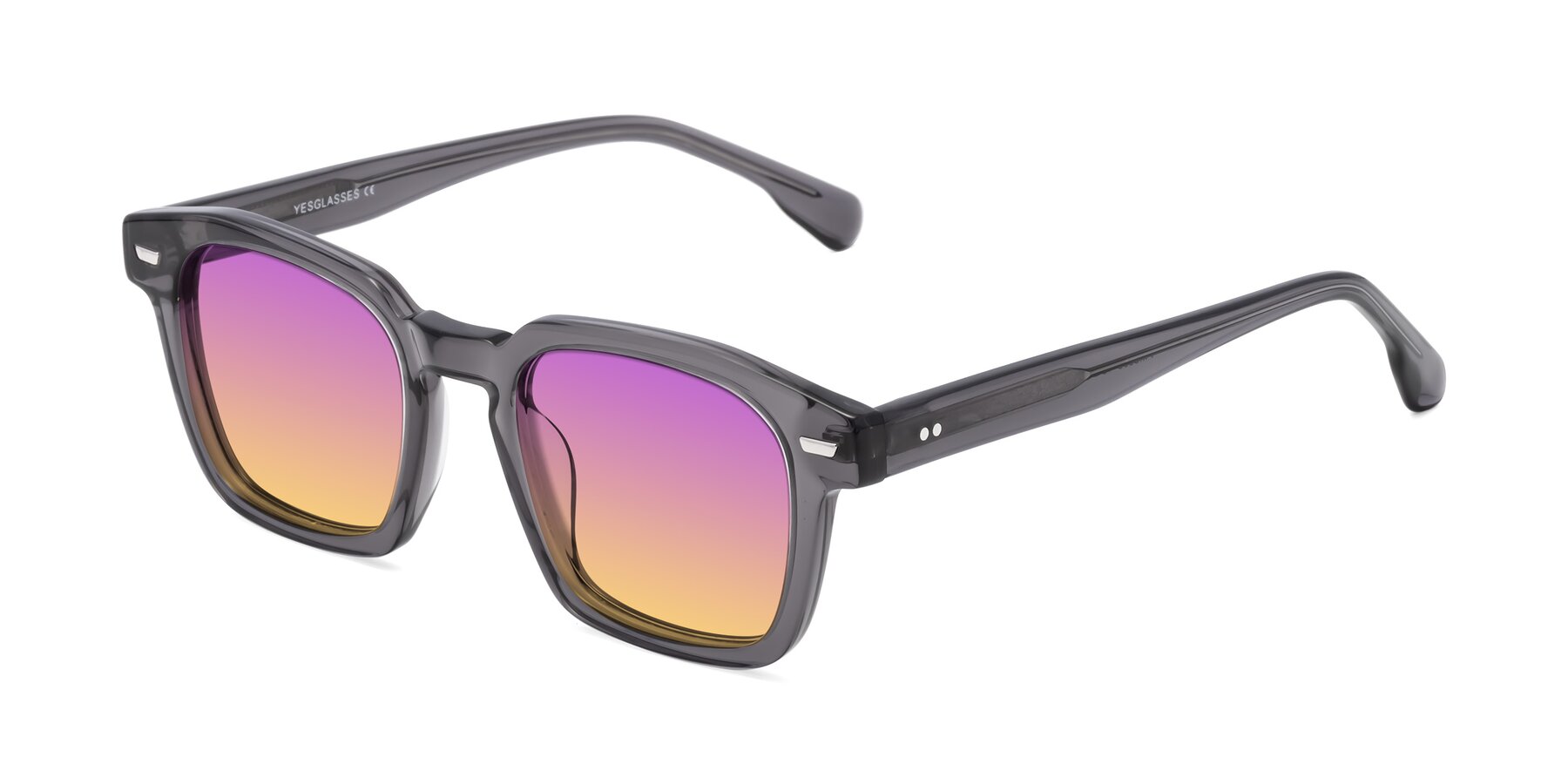 Angle of Finesse in Translucent Gray with Purple / Yellow Gradient Lenses