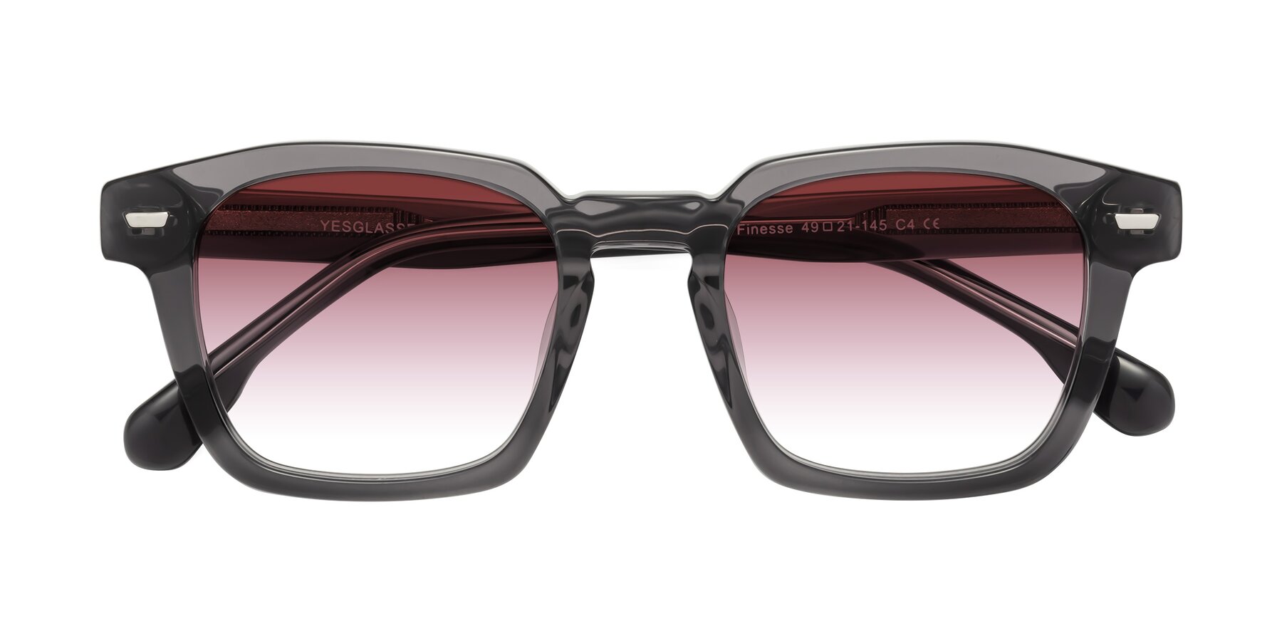 Folded Front of Finesse in Translucent Gray with Garnet Gradient Lenses