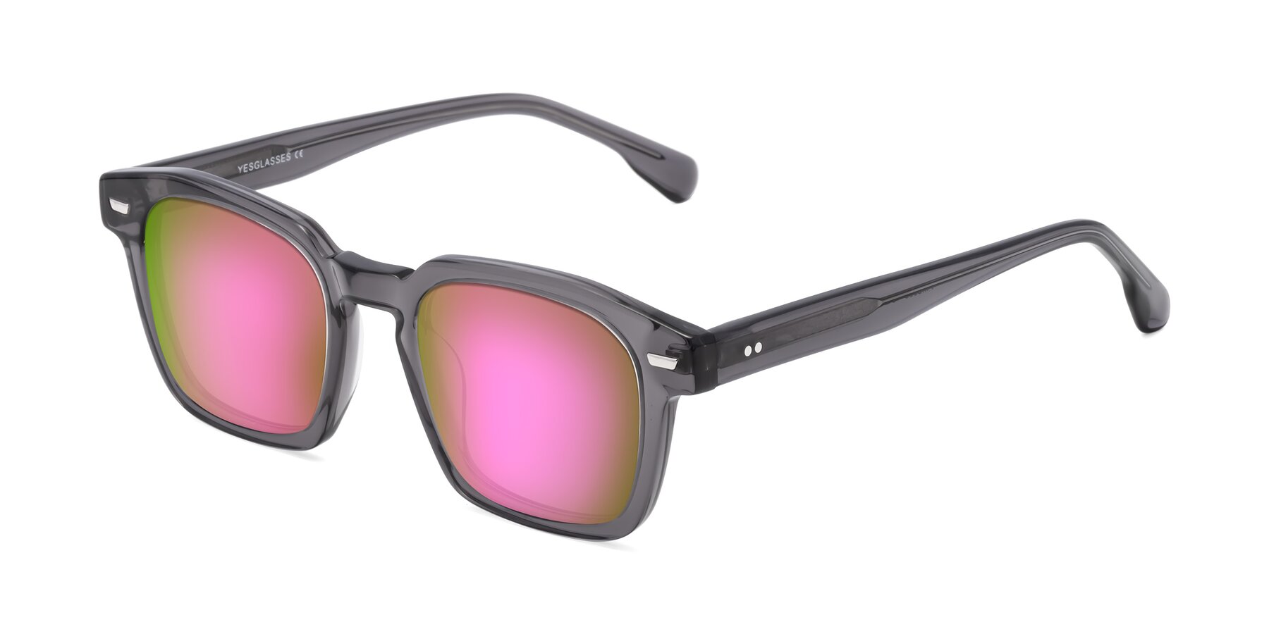 Angle of Finesse in Translucent Gray with Pink Mirrored Lenses