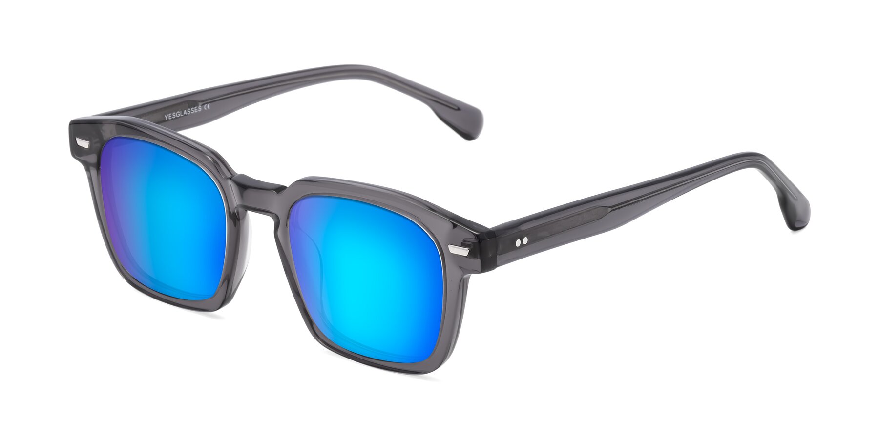 Angle of Finesse in Translucent Gray with Blue Mirrored Lenses