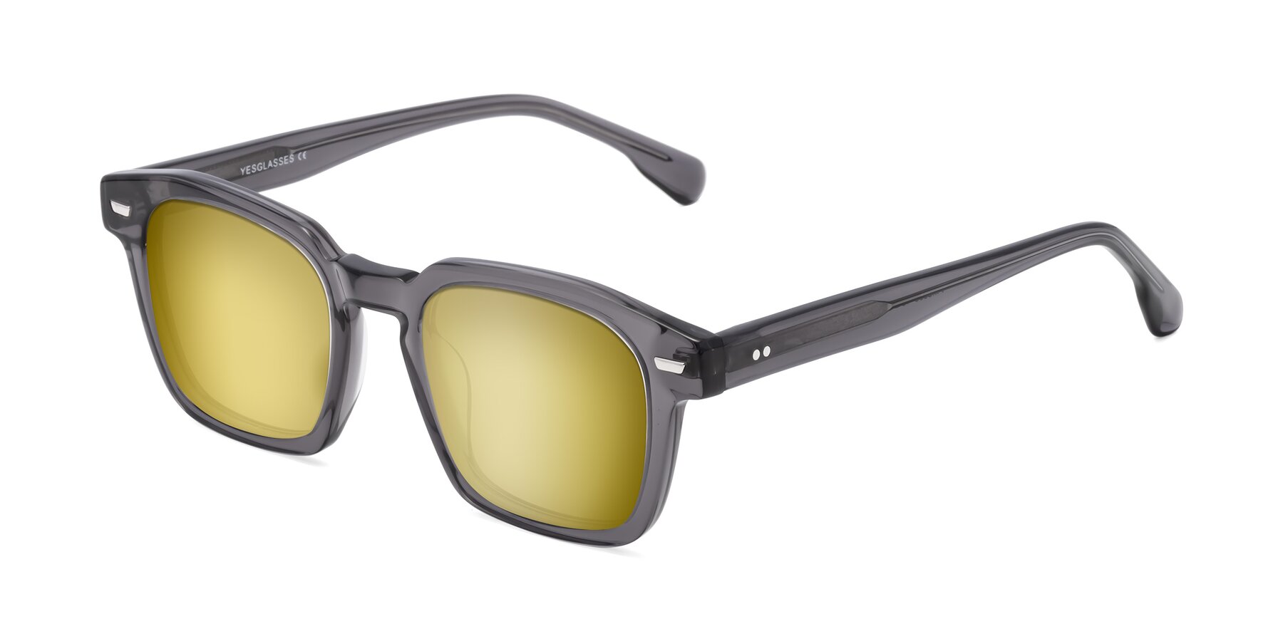 Angle of Finesse in Translucent Gray with Gold Mirrored Lenses