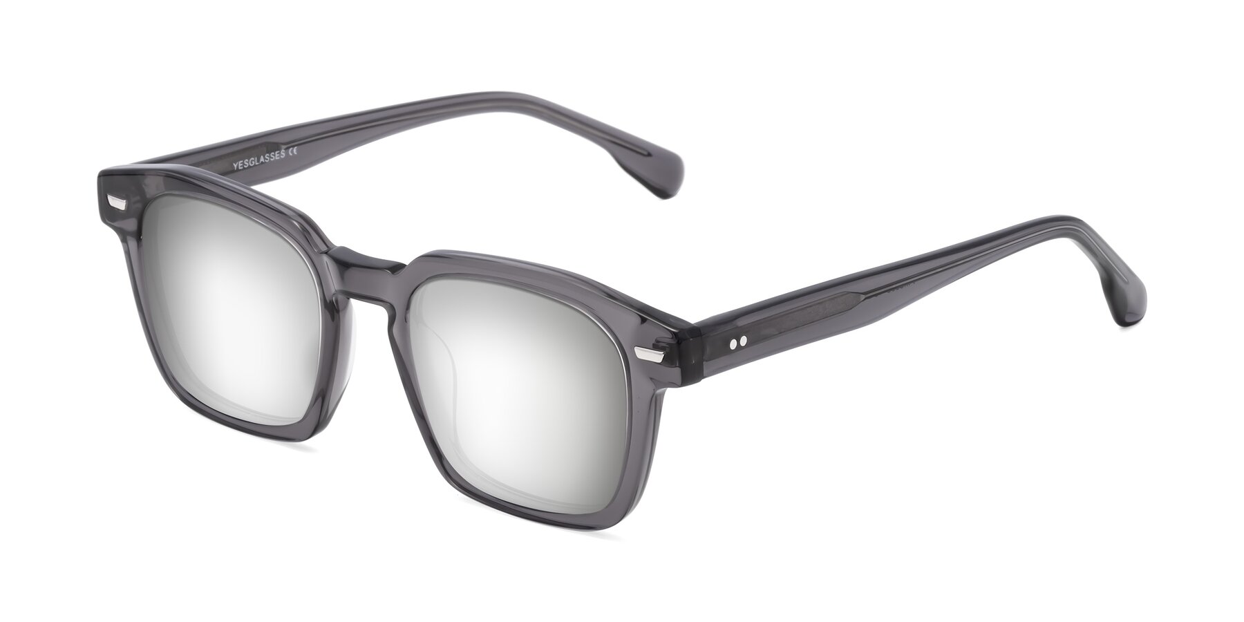 Angle of Finesse in Translucent Gray with Silver Mirrored Lenses