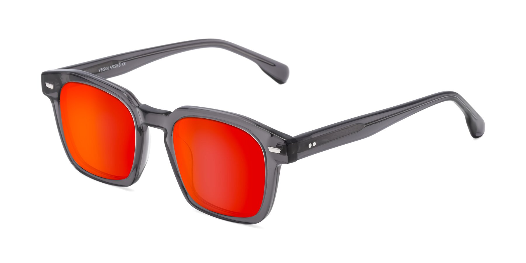 Angle of Finesse in Translucent Gray with Red Gold Mirrored Lenses