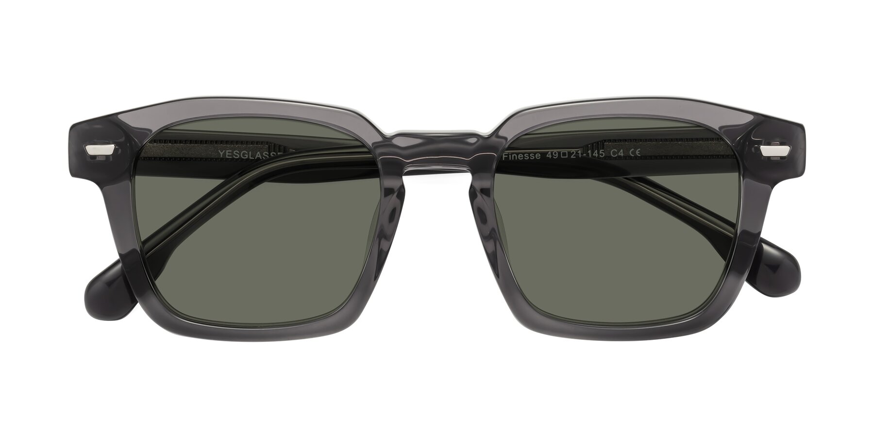 Folded Front of Finesse in Translucent Gray with Gray Polarized Lenses