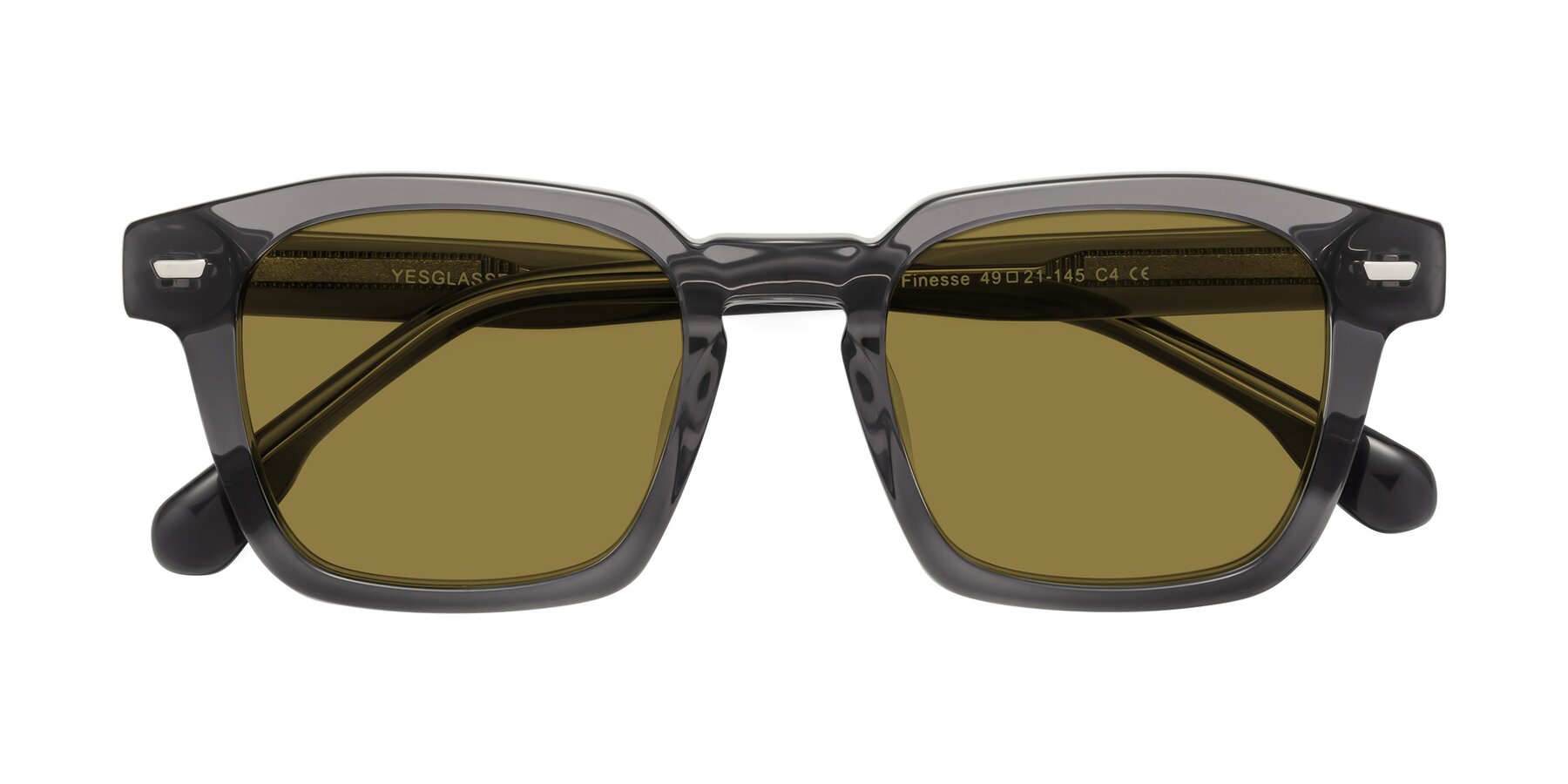 Folded Front of Finesse in Translucent Gray with Brown Polarized Lenses