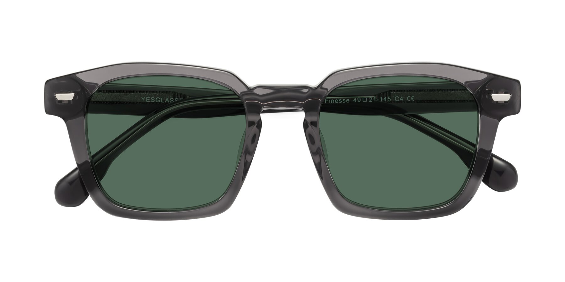 Folded Front of Finesse in Translucent Gray with Green Polarized Lenses