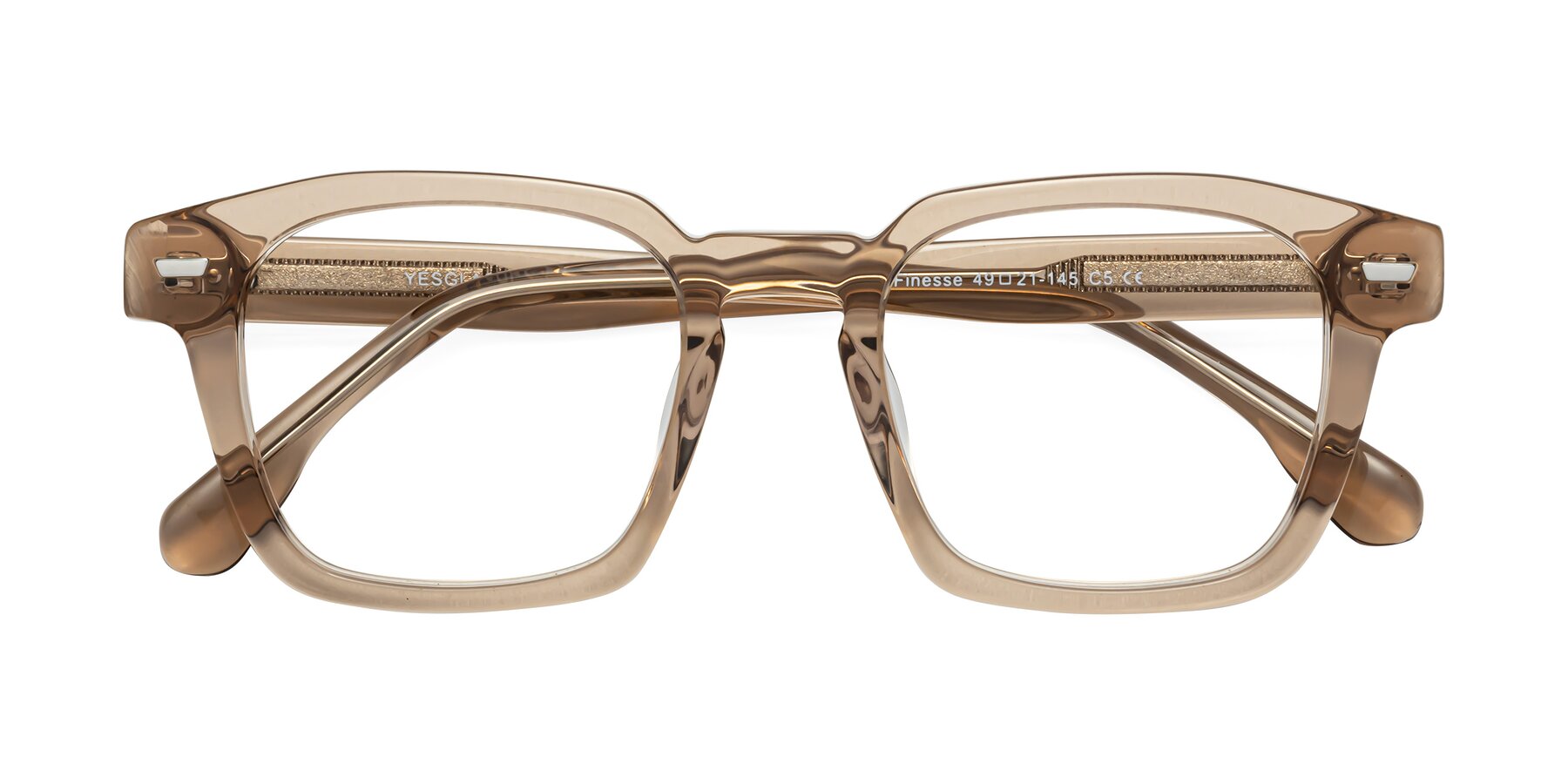 Folded Front of Finesse in Champagne with Clear Blue Light Blocking Lenses