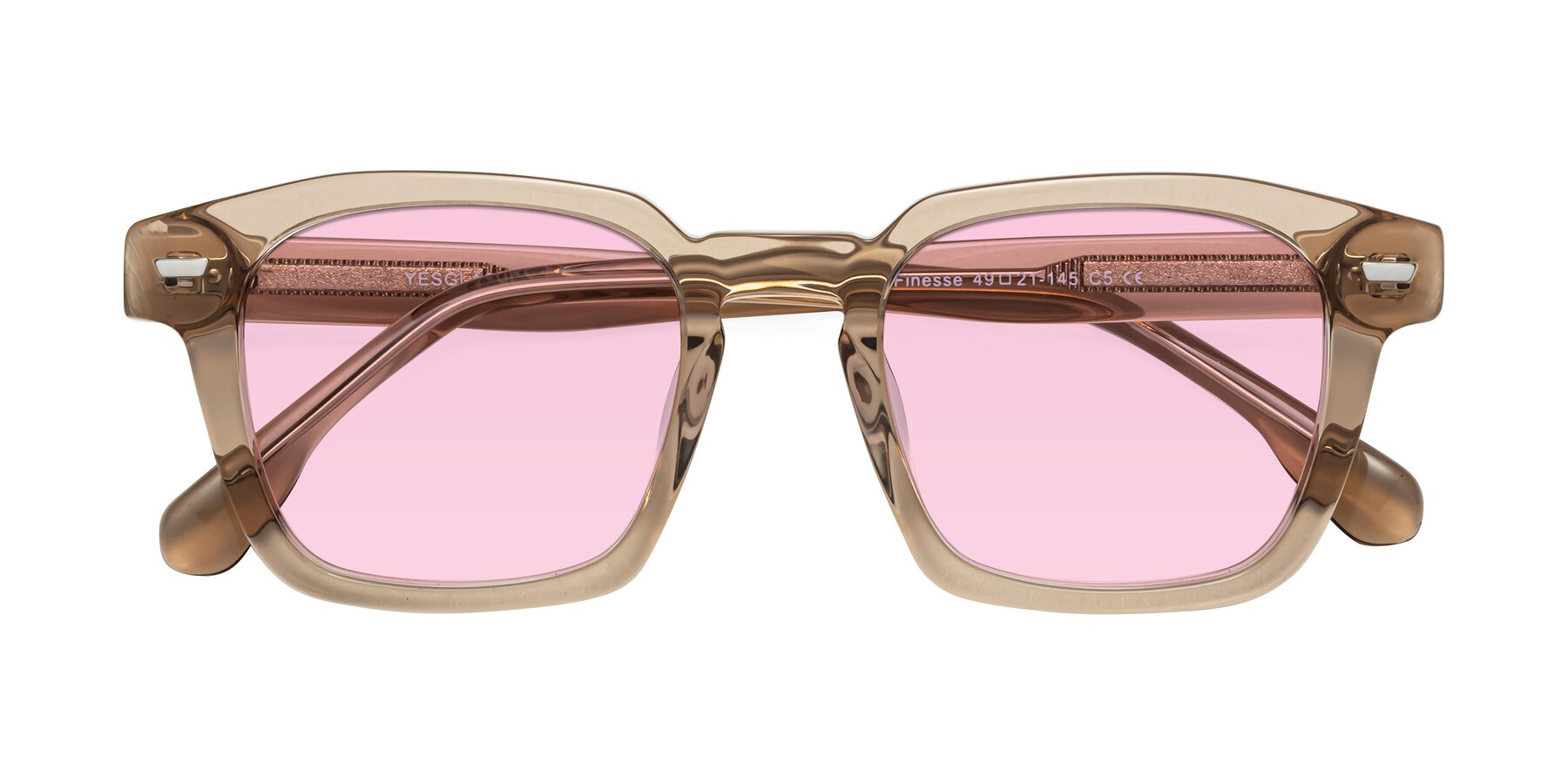 Folded Front of Finesse in Champagne with Light Pink Tinted Lenses