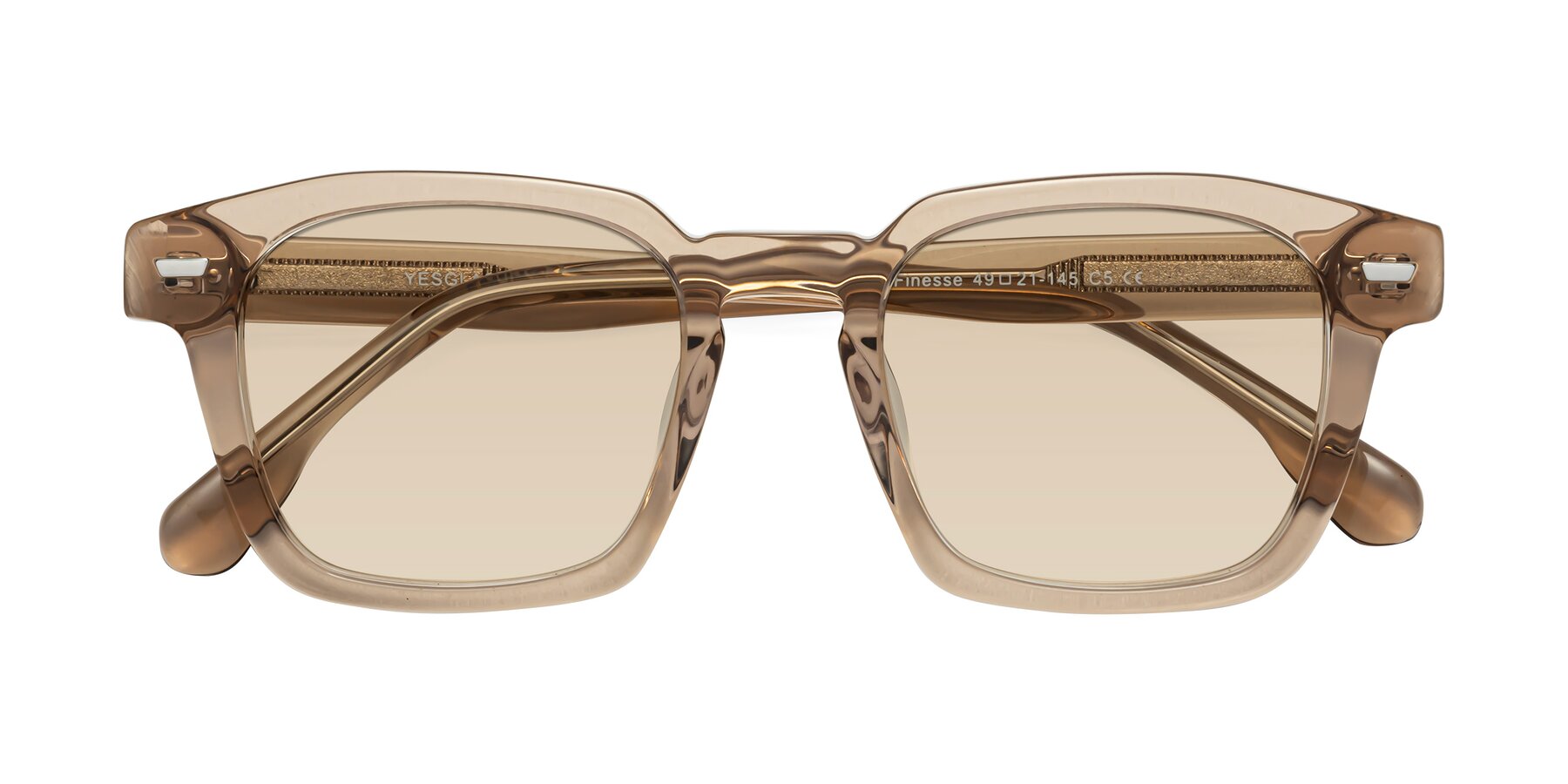 Folded Front of Finesse in Champagne with Light Brown Tinted Lenses
