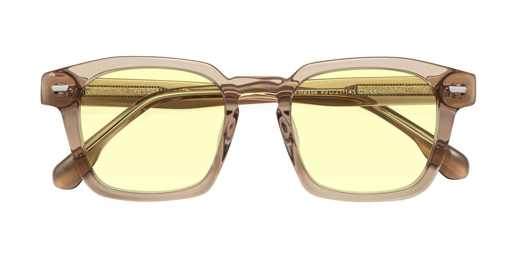 Folded Front of Finesse in Champagne with Light Yellow Tinted Lenses