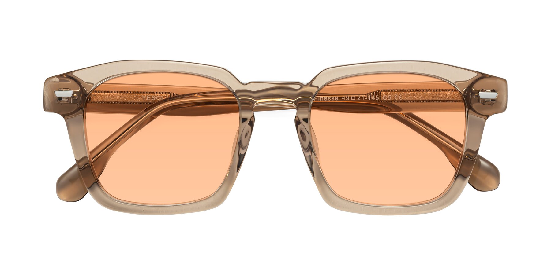 Folded Front of Finesse in Champagne with Light Orange Tinted Lenses