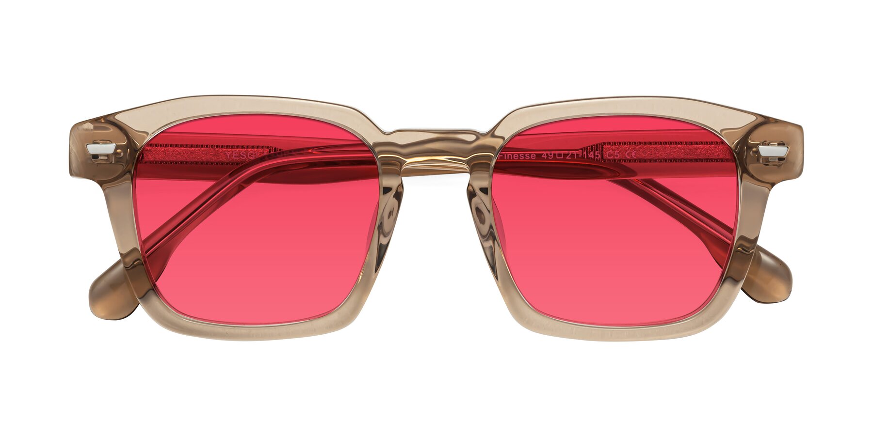 Folded Front of Finesse in Champagne with Red Tinted Lenses
