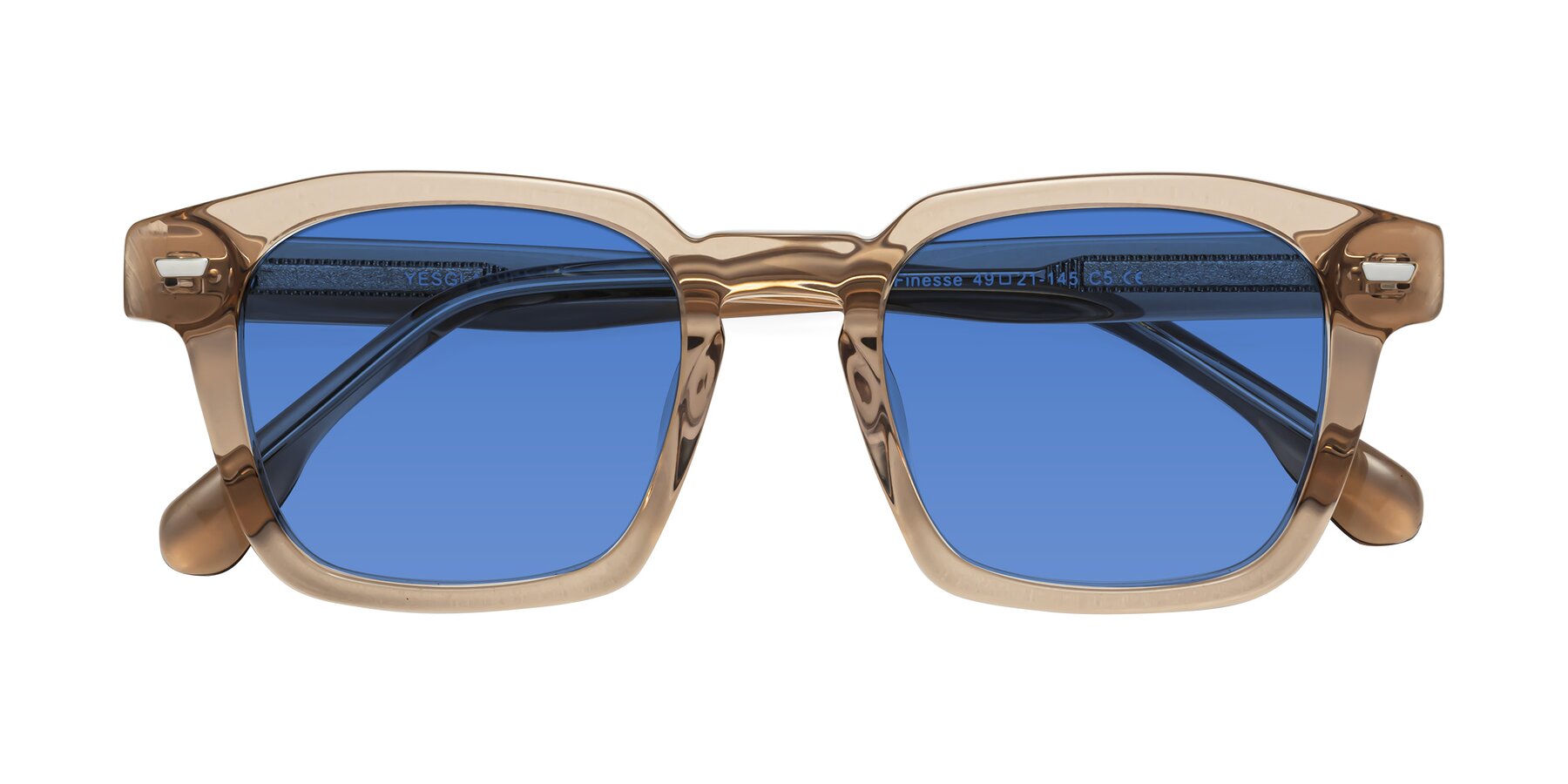 Folded Front of Finesse in Champagne with Blue Tinted Lenses