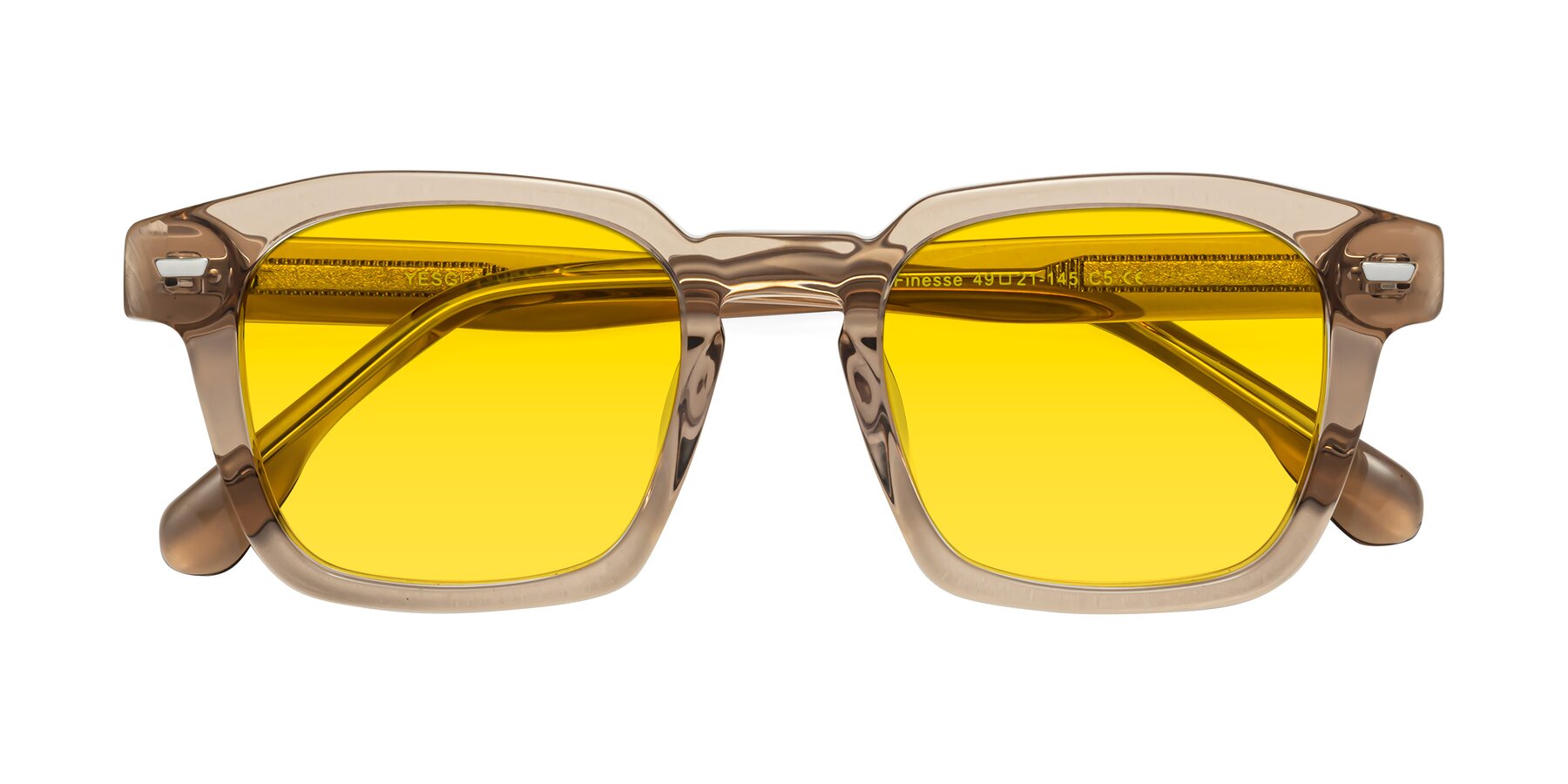 Folded Front of Finesse in Champagne with Yellow Tinted Lenses