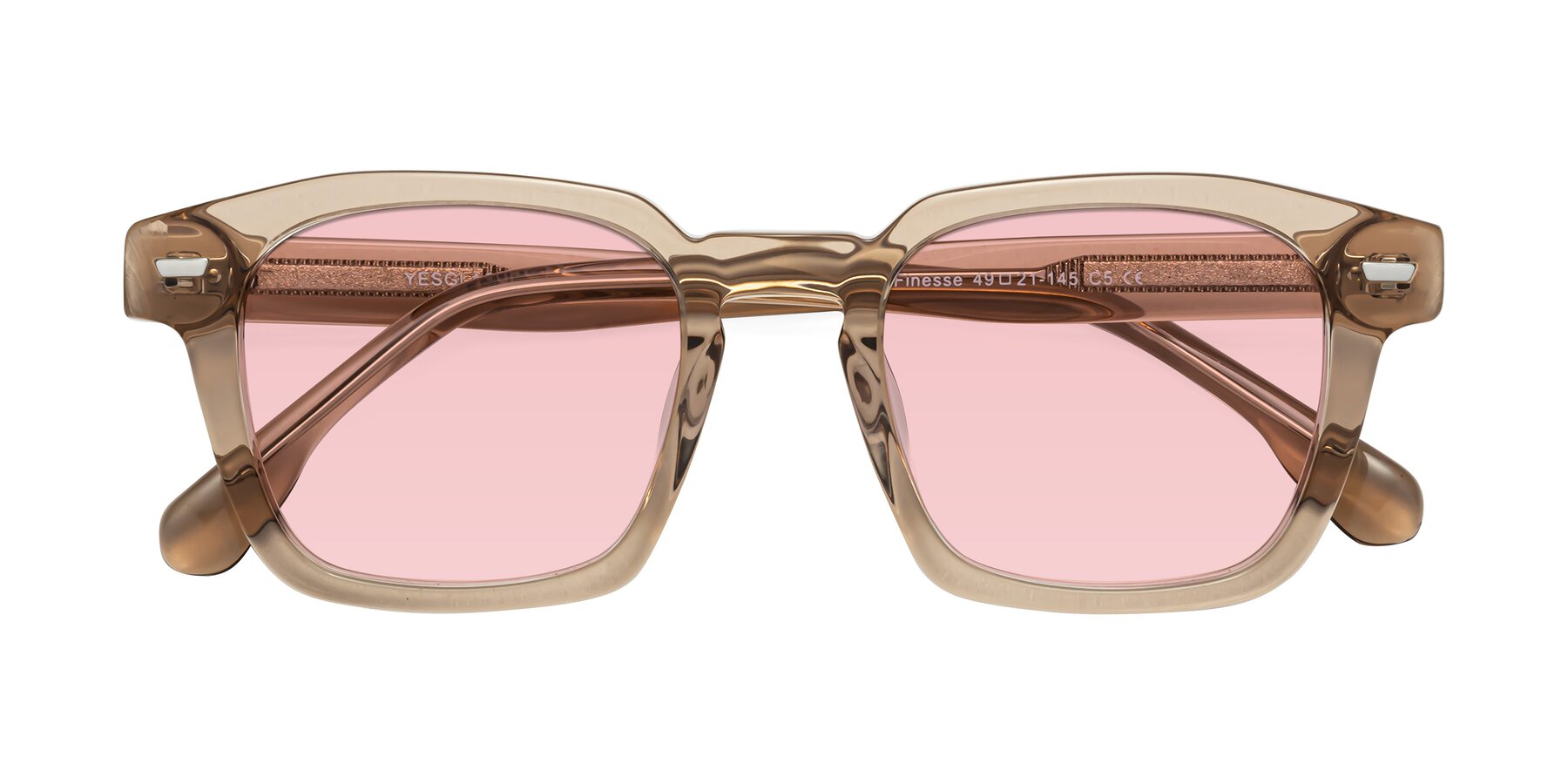 Folded Front of Finesse in Champagne with Light Garnet Tinted Lenses