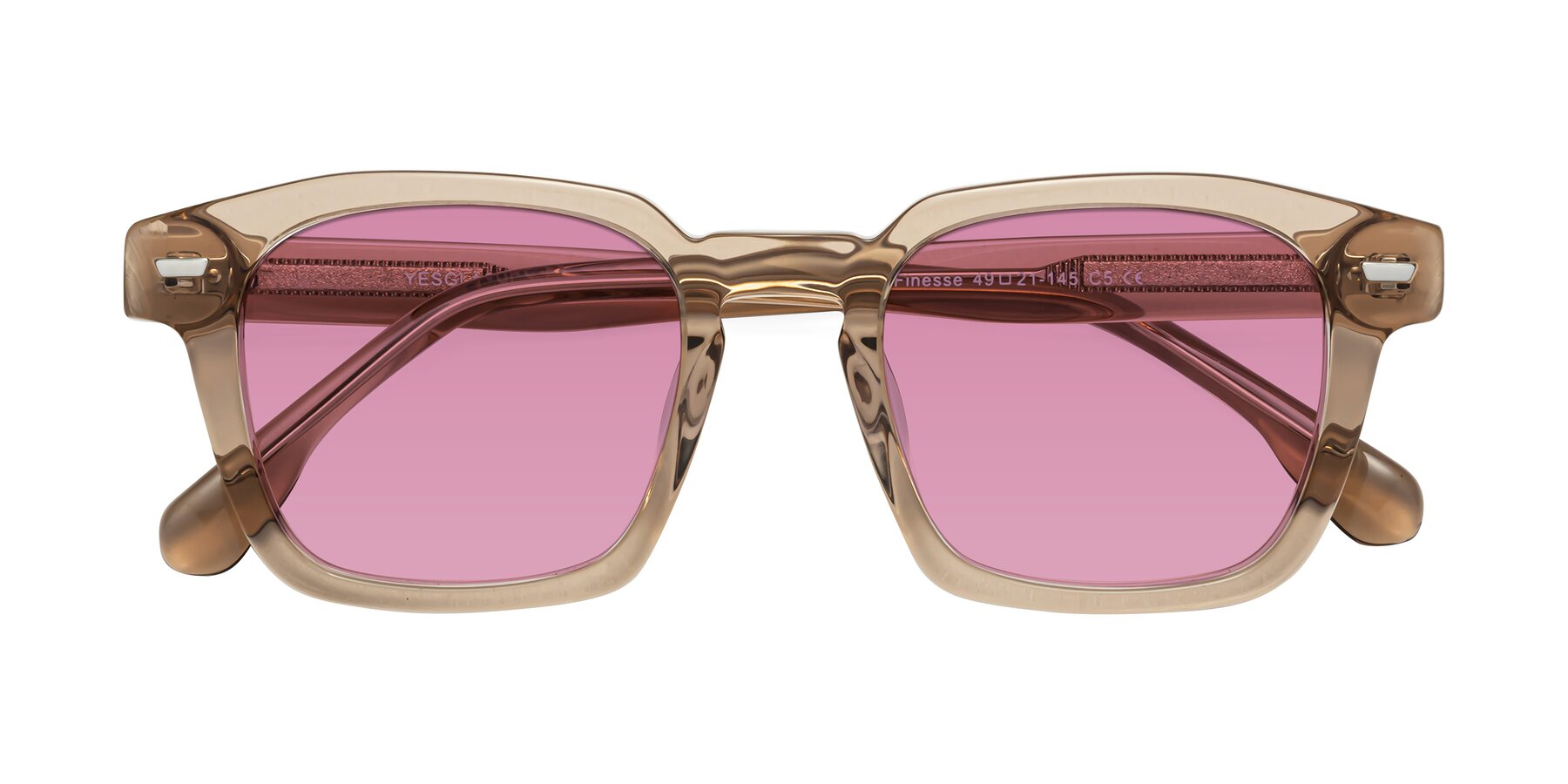 Folded Front of Finesse in Champagne with Medium Wine Tinted Lenses