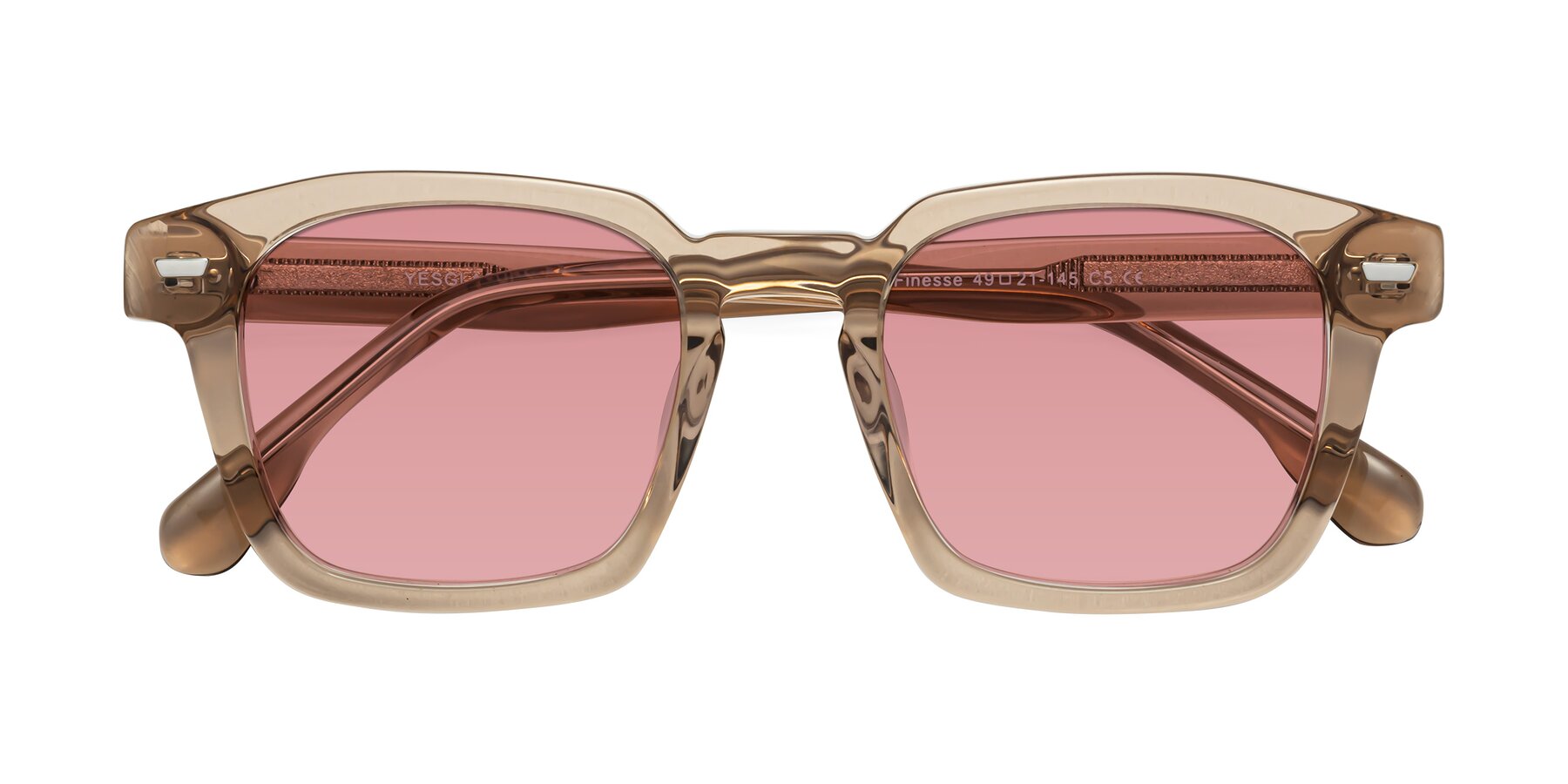 Folded Front of Finesse in Champagne with Medium Garnet Tinted Lenses