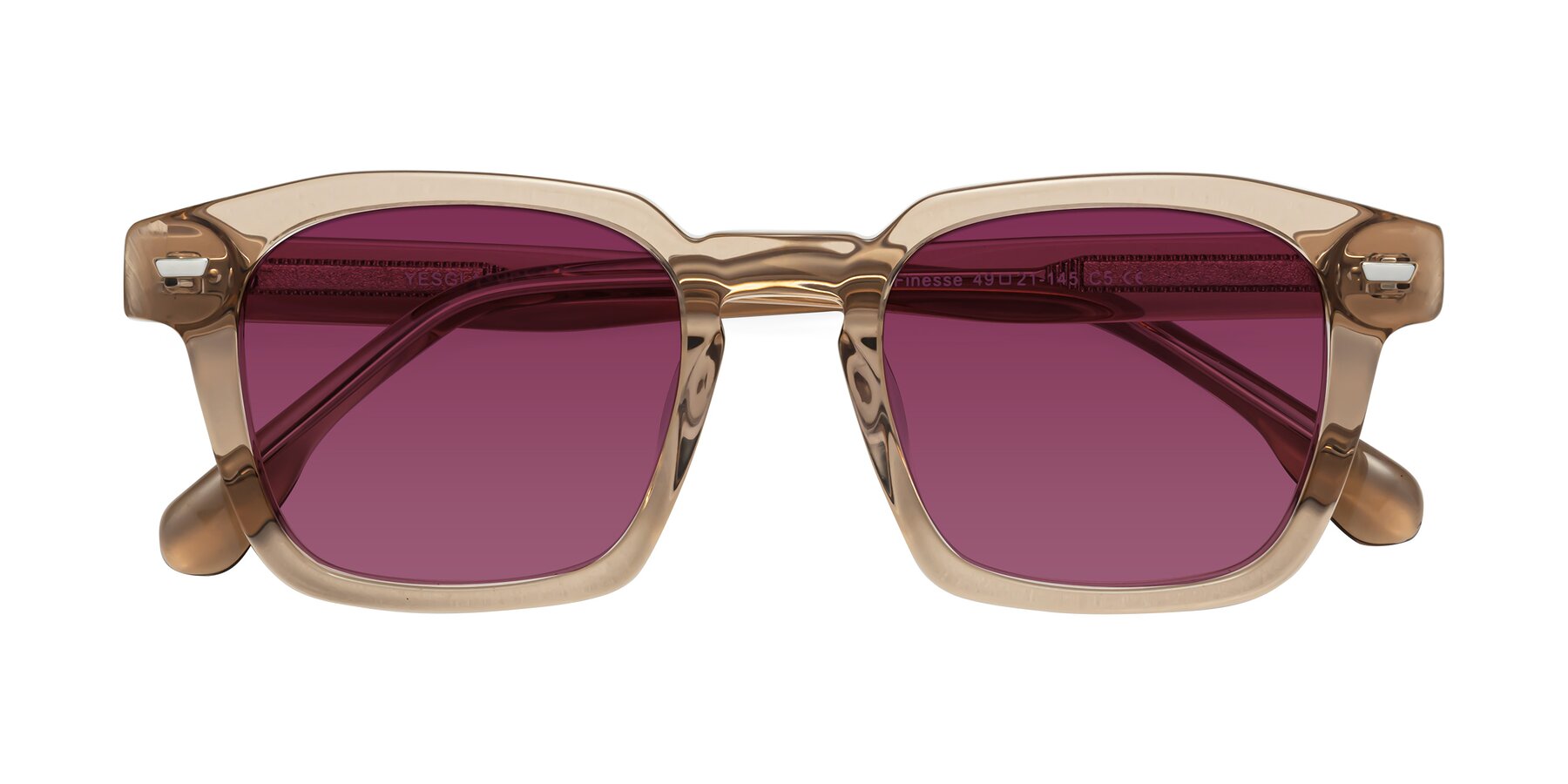 Folded Front of Finesse in Champagne with Wine Tinted Lenses