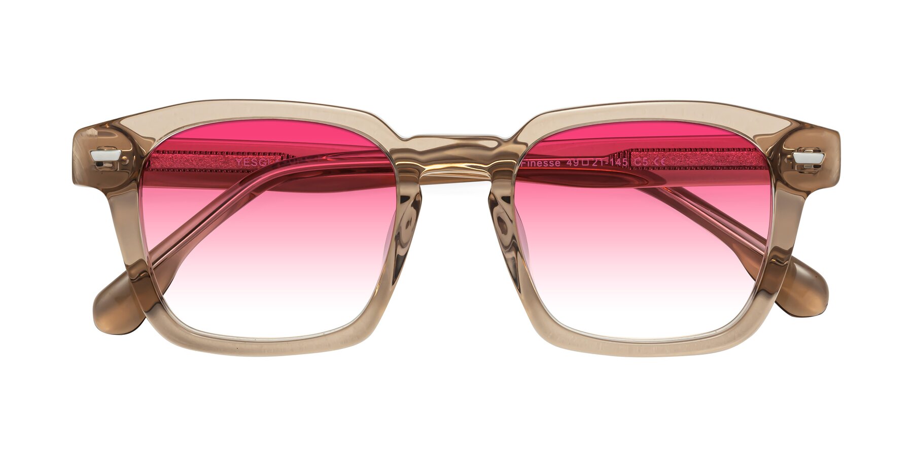 Folded Front of Finesse in Champagne with Pink Gradient Lenses