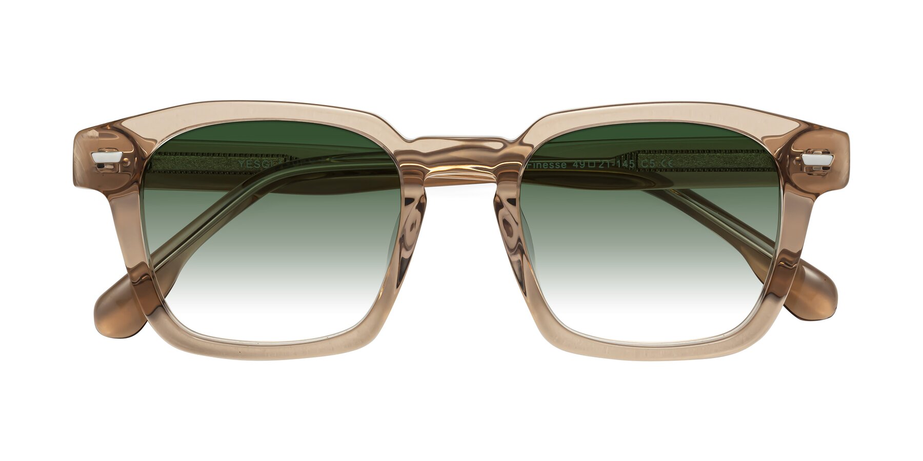 Folded Front of Finesse in Champagne with Green Gradient Lenses