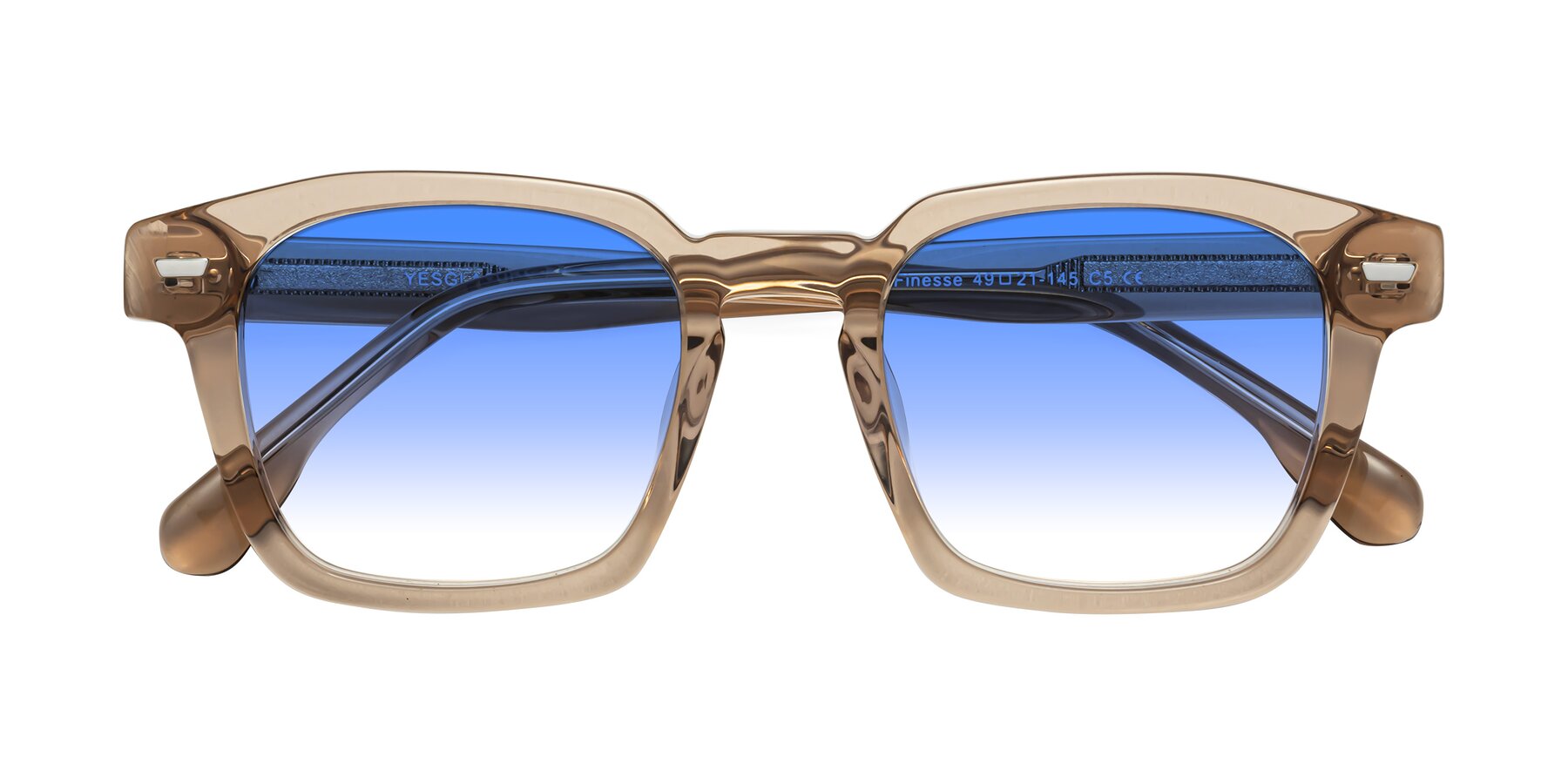 Folded Front of Finesse in Champagne with Blue Gradient Lenses