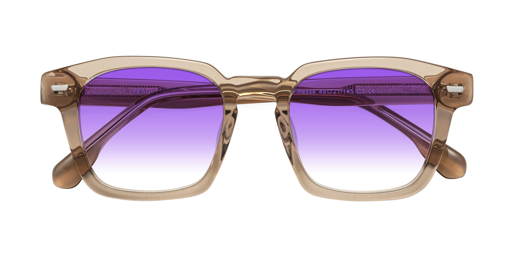 Folded Front of Finesse in Champagne with Purple Gradient Lenses