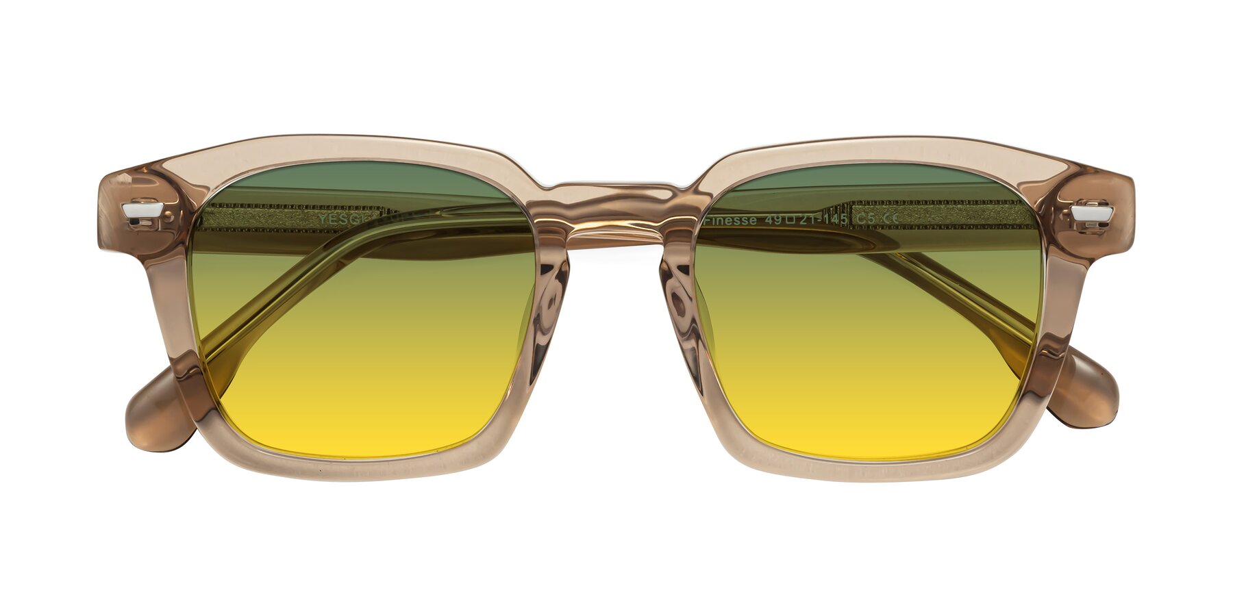 Folded Front of Finesse in Champagne with Green / Yellow Gradient Lenses