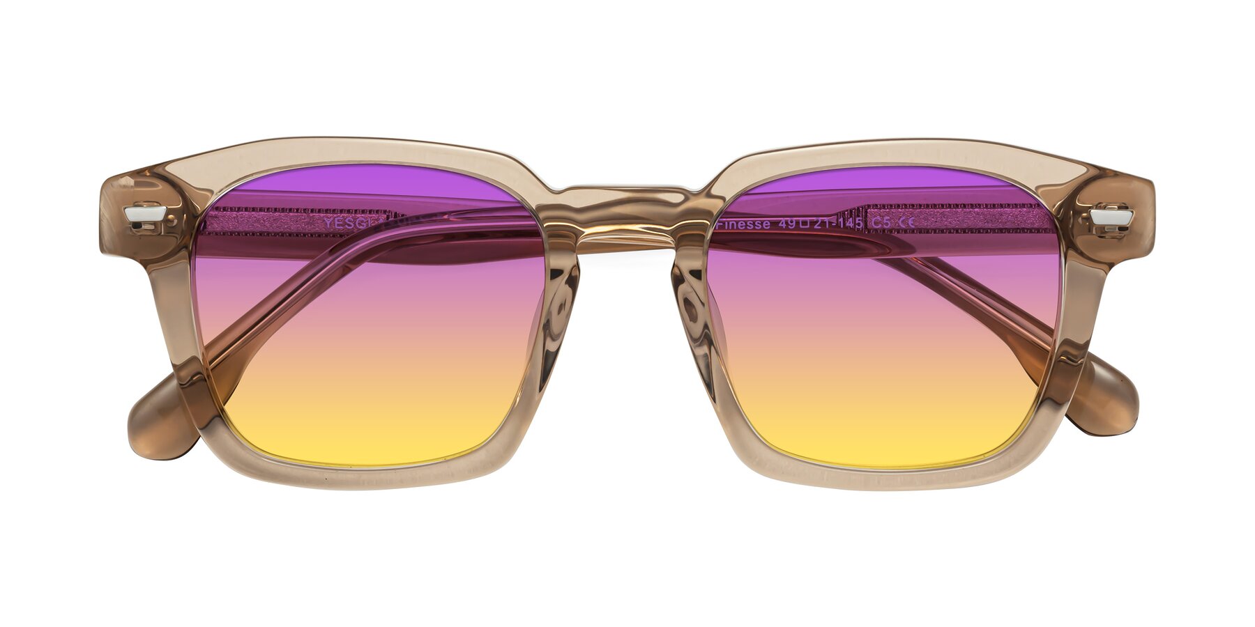 Folded Front of Finesse in Champagne with Purple / Yellow Gradient Lenses