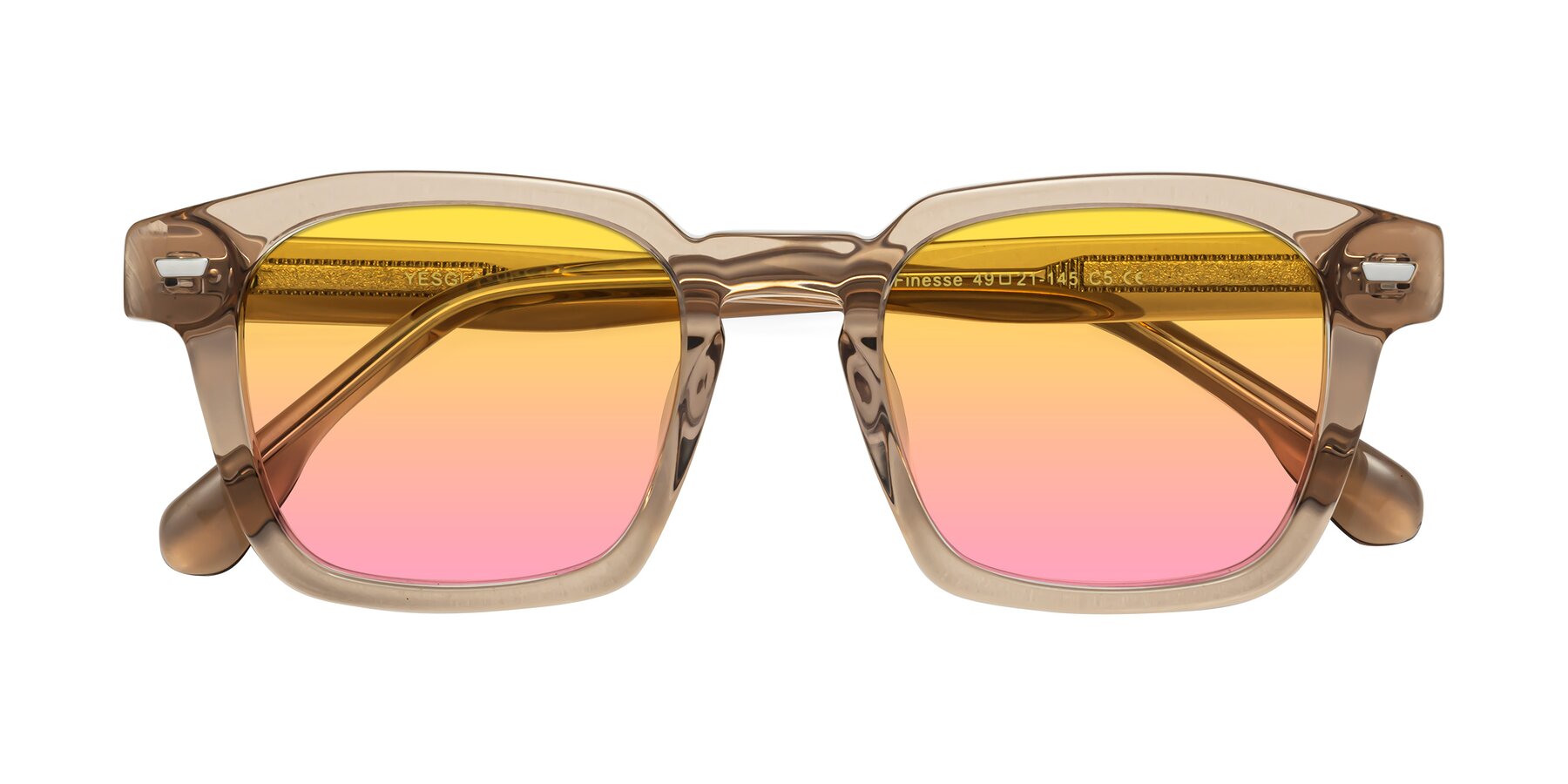 Folded Front of Finesse in Champagne with Yellow / Pink Gradient Lenses