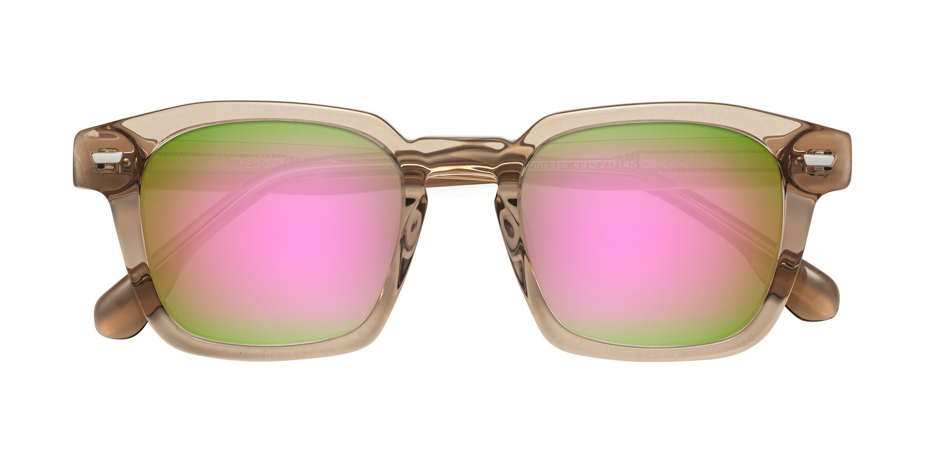 Folded Front of Finesse in Champagne with Pink Mirrored Lenses