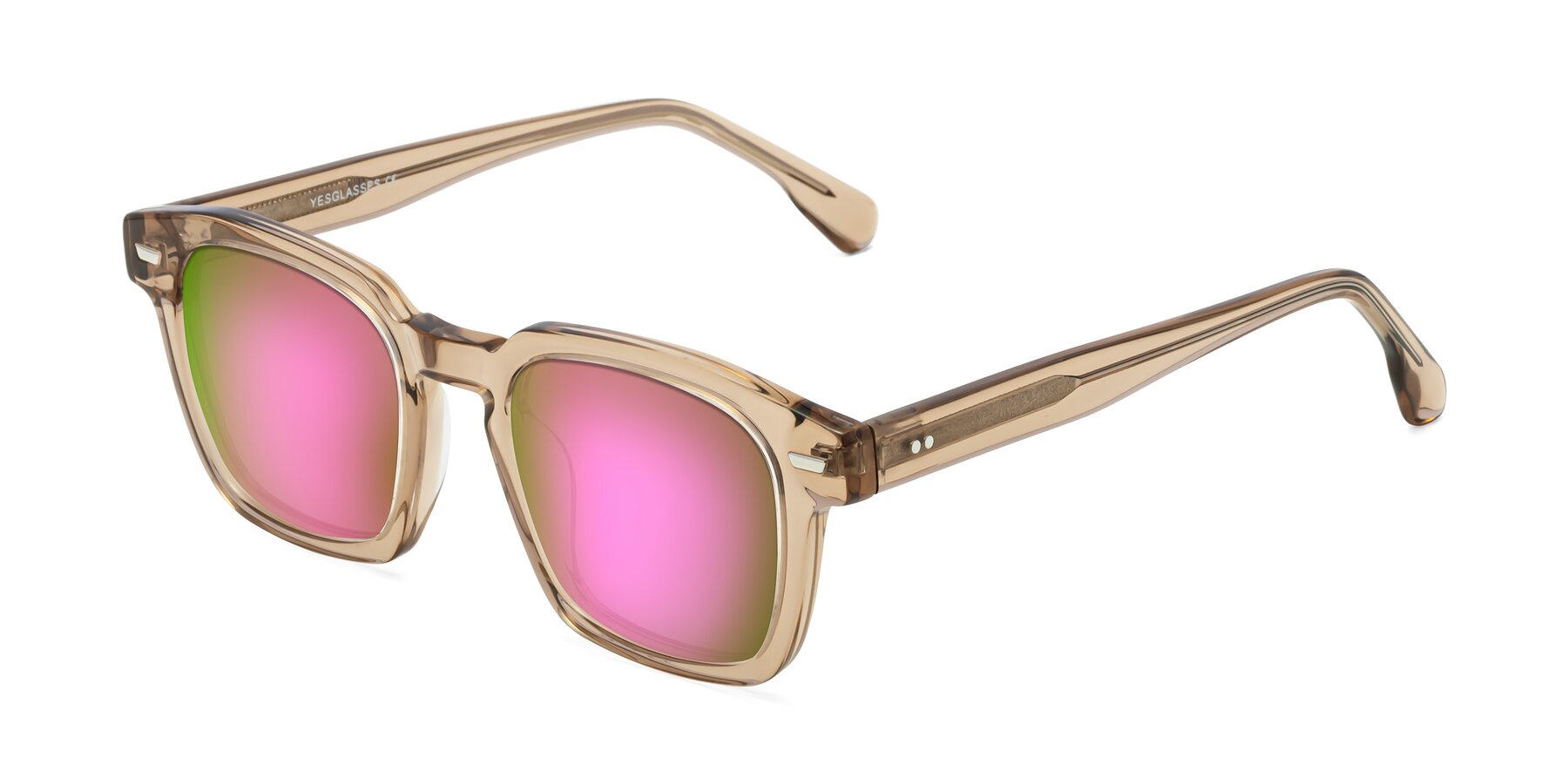 Angle of Finesse in Champagne with Pink Mirrored Lenses