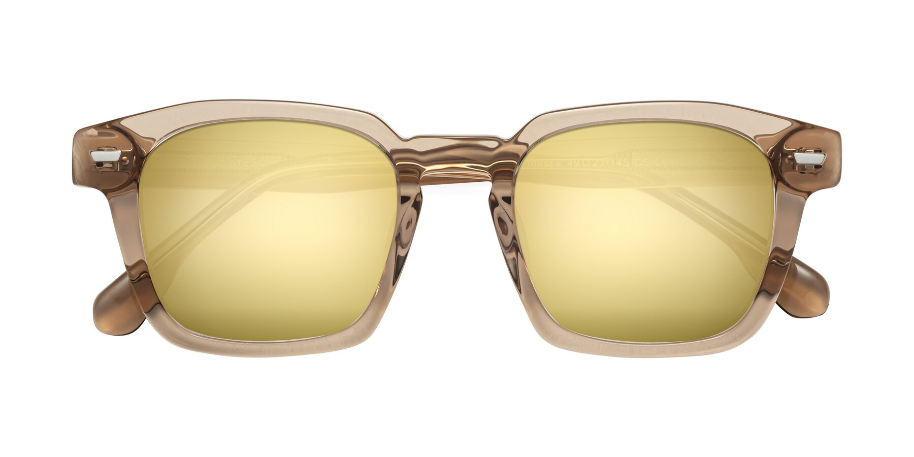 Folded Front of Finesse in Champagne with Gold Mirrored Lenses