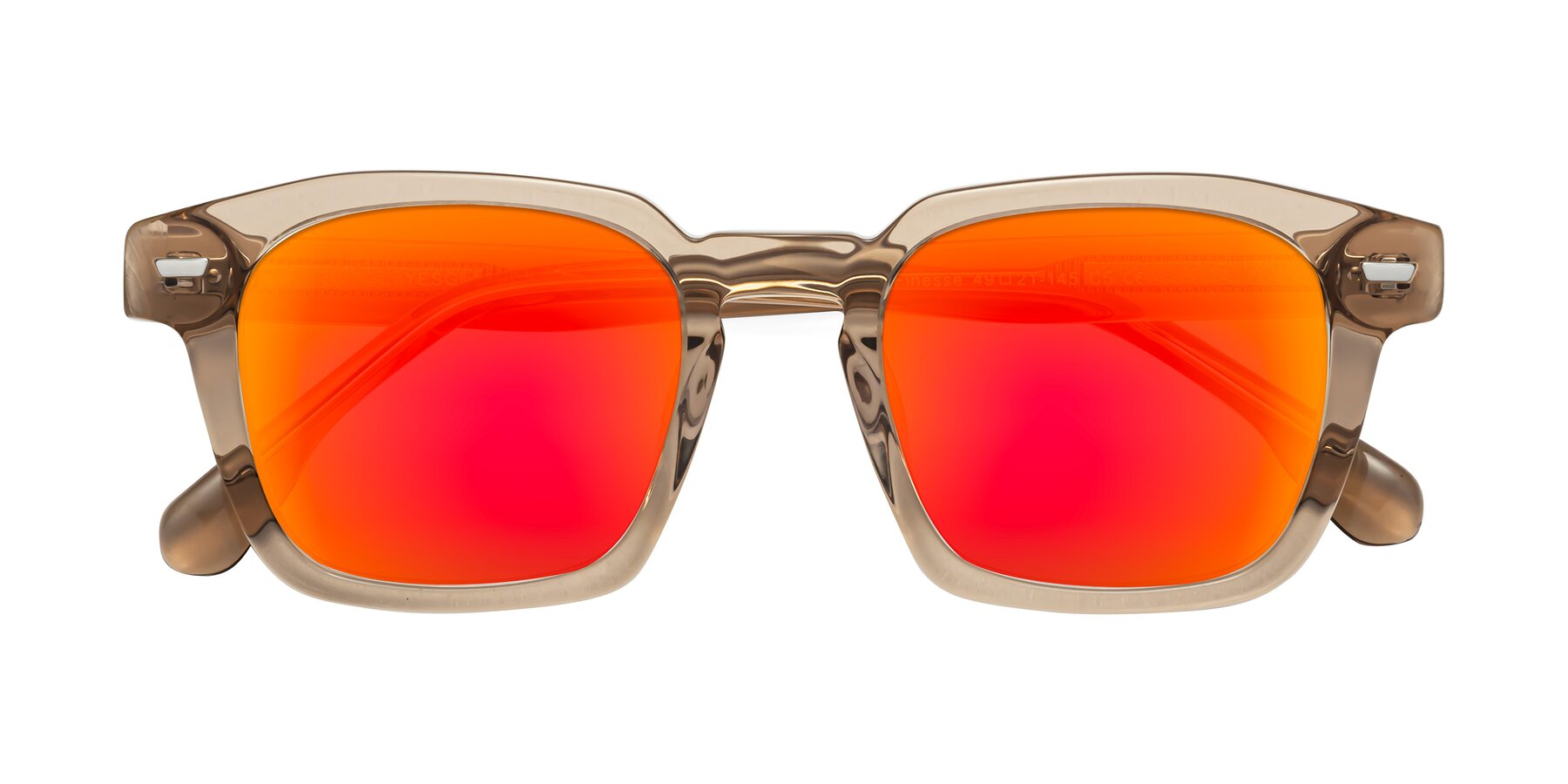 Folded Front of Finesse in Champagne with Red Gold Mirrored Lenses