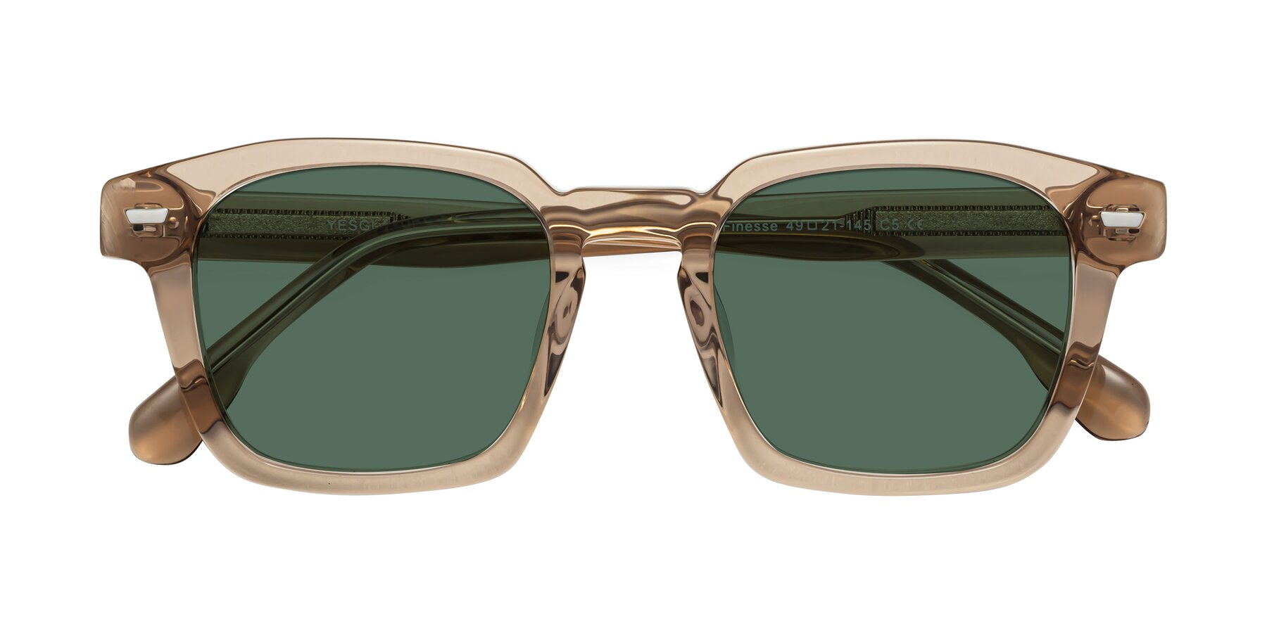 Folded Front of Finesse in Champagne with Green Polarized Lenses
