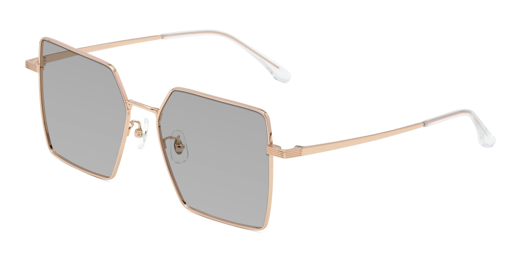Angle of La Villa in Rose Gold with Light Gray Tinted Lenses