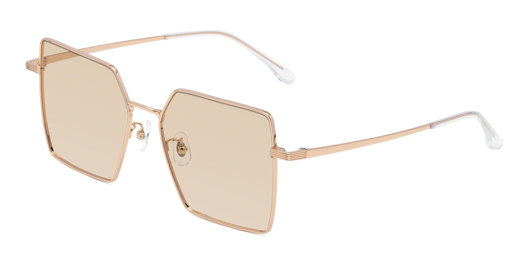 Angle of La Villa in Rose Gold with Light Brown Tinted Lenses