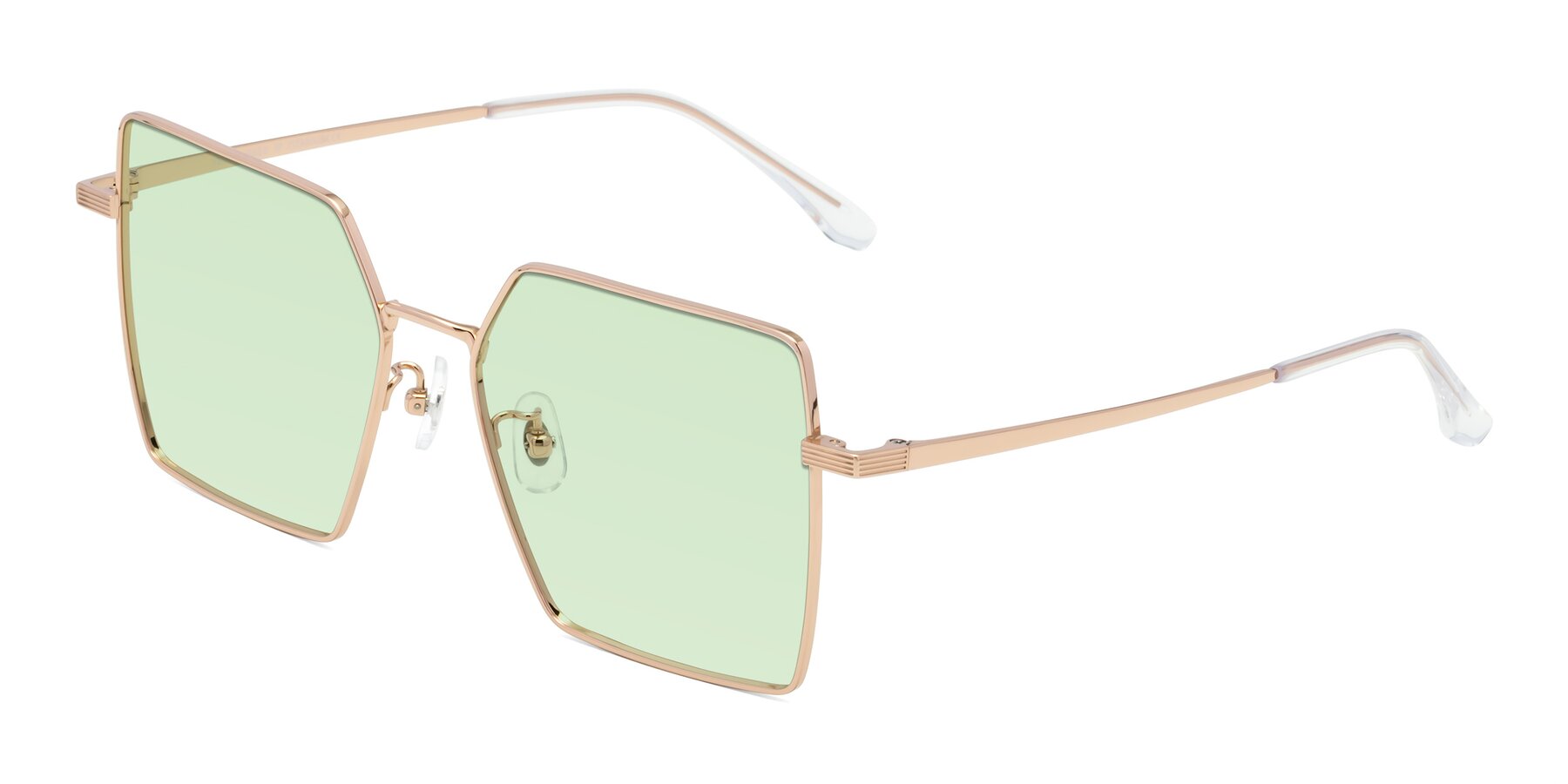Angle of La Villa in Rose Gold with Light Green Tinted Lenses