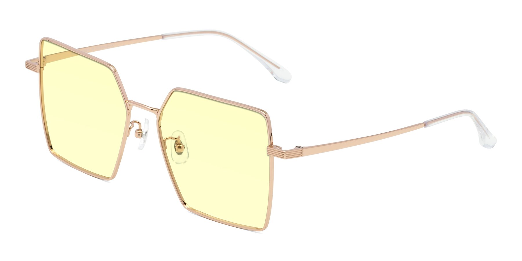Angle of La Villa in Rose Gold with Light Yellow Tinted Lenses