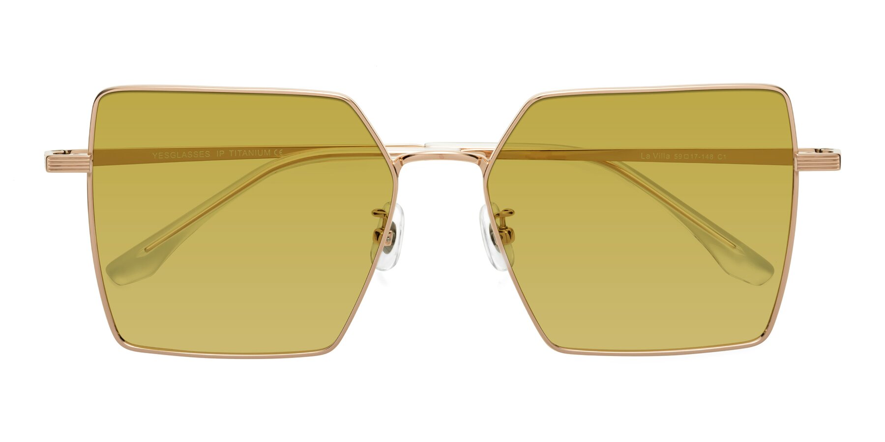 Folded Front of La Villa in Rose Gold with Champagne Tinted Lenses