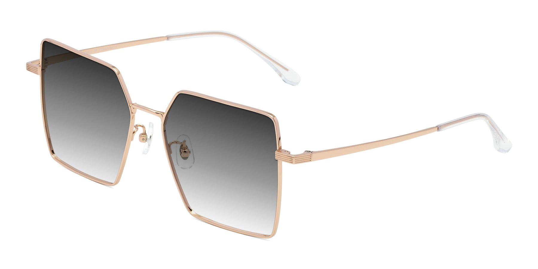 Angle of La Villa in Rose Gold with Gray Gradient Lenses